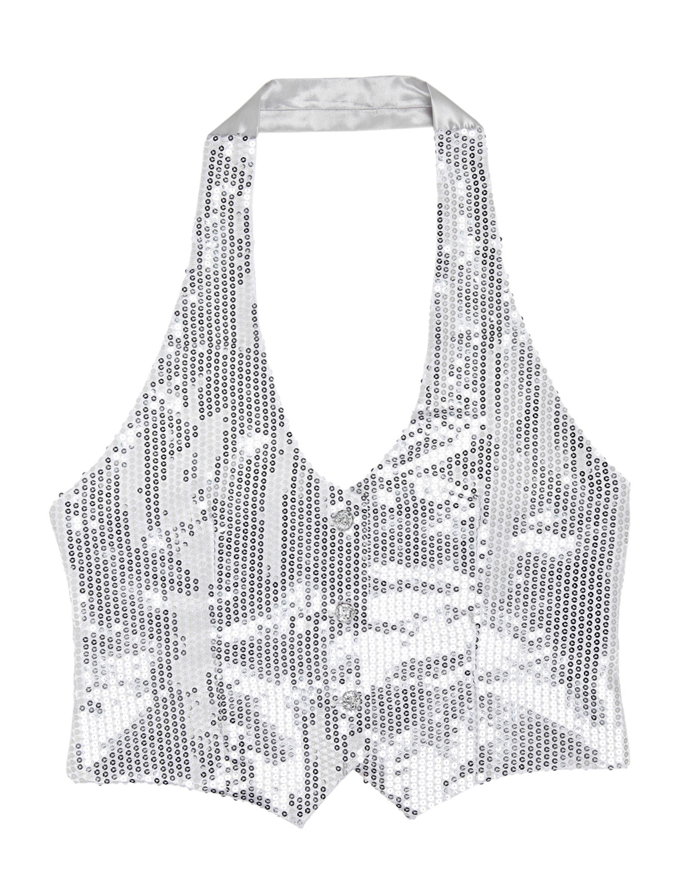 Paillettenweste Damen silber M/L