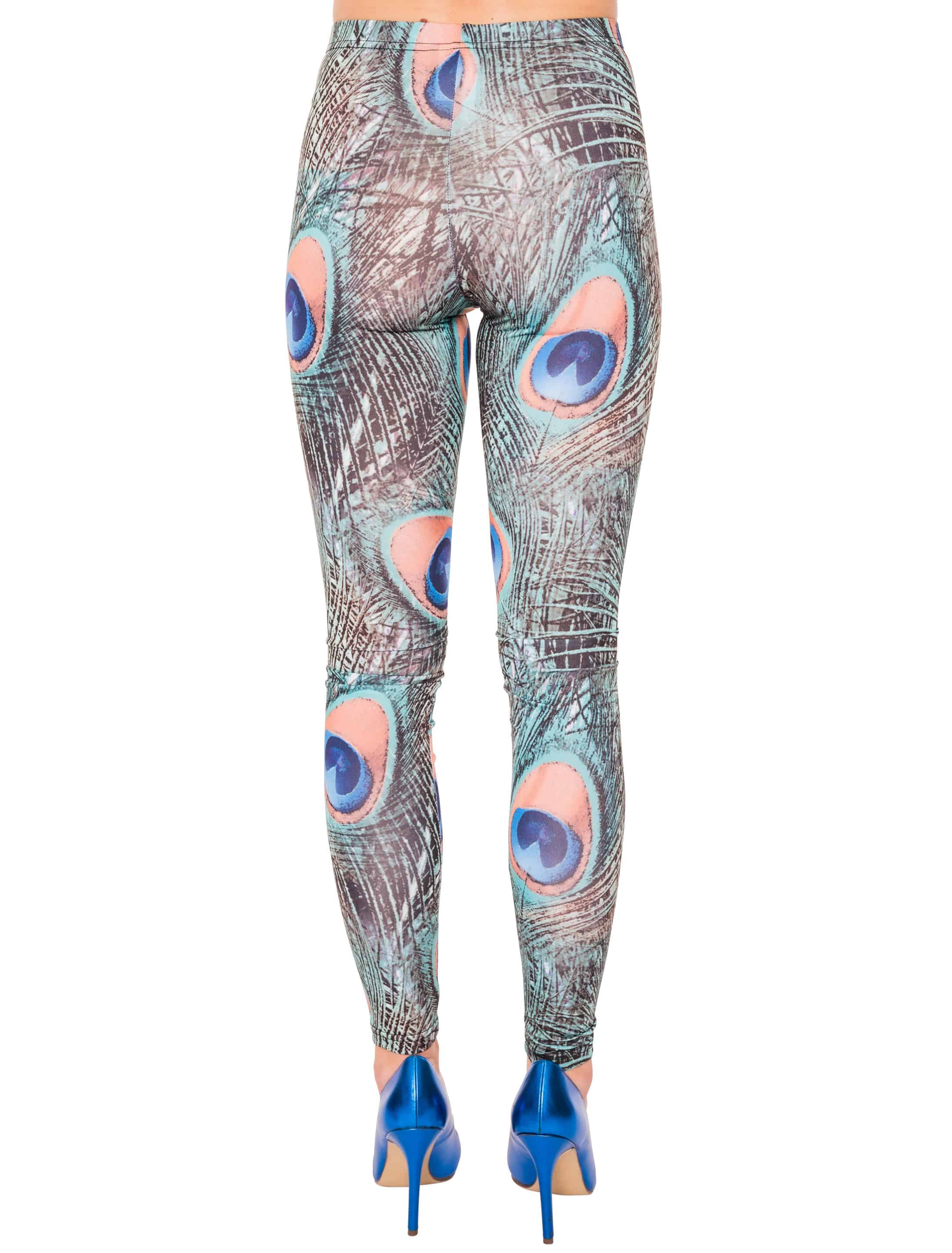 Leggings Pfau türkis/braun L/XL