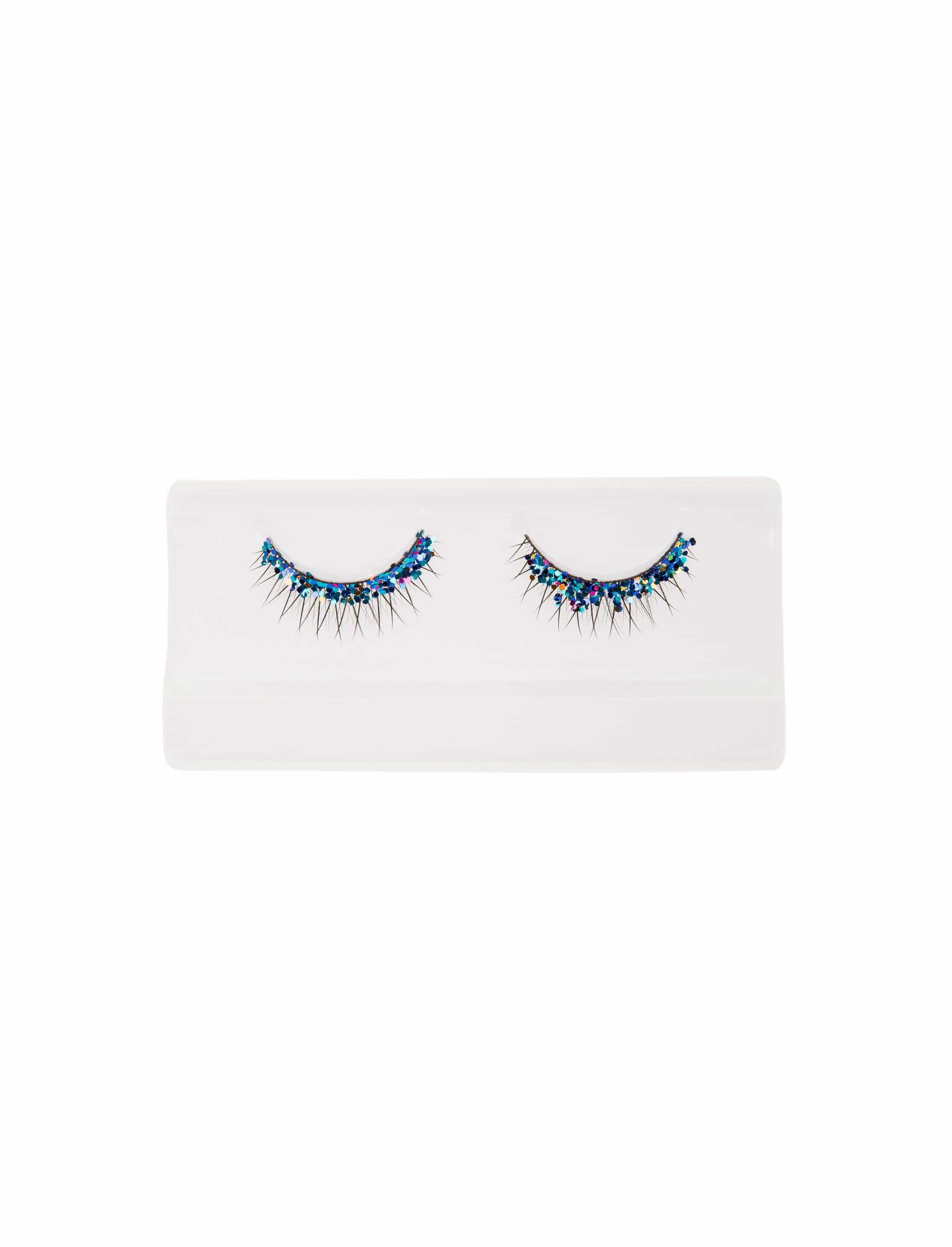 Wimpern mit blauem Strass