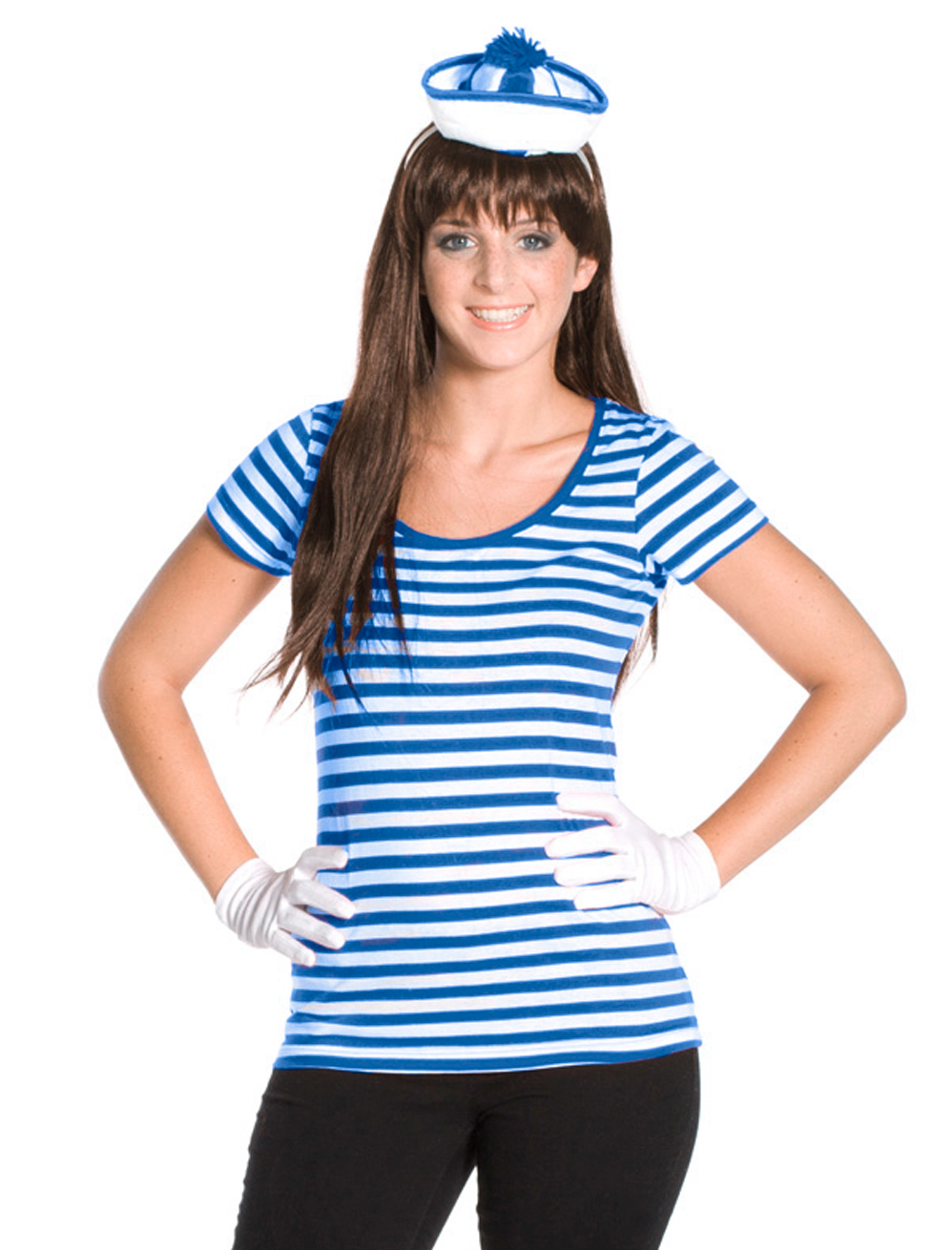 Lady-Ringelshirt kurzarm blau/weiß XL