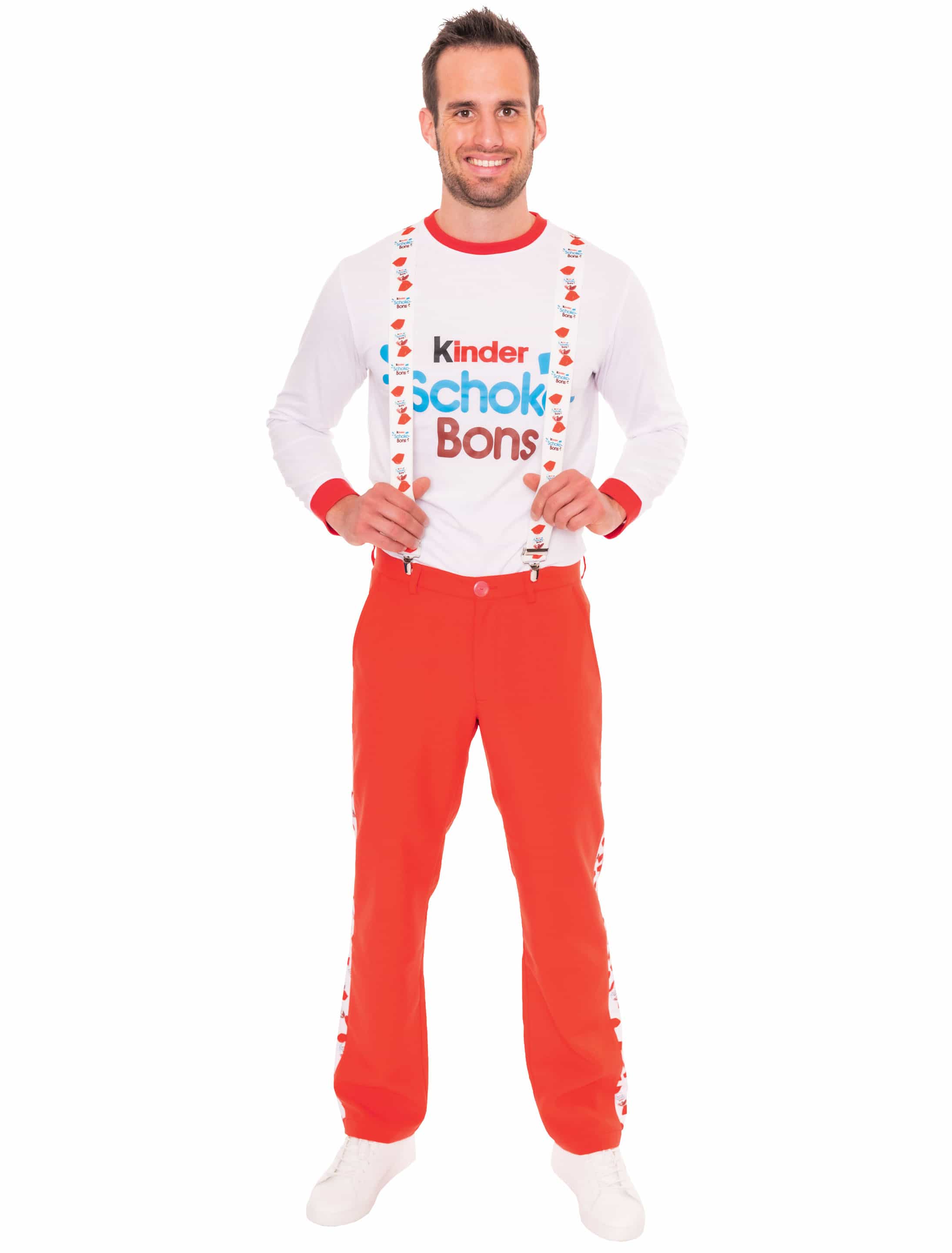 Shirt langarm kinder Schoko-Bons Herren rot/weiß XL