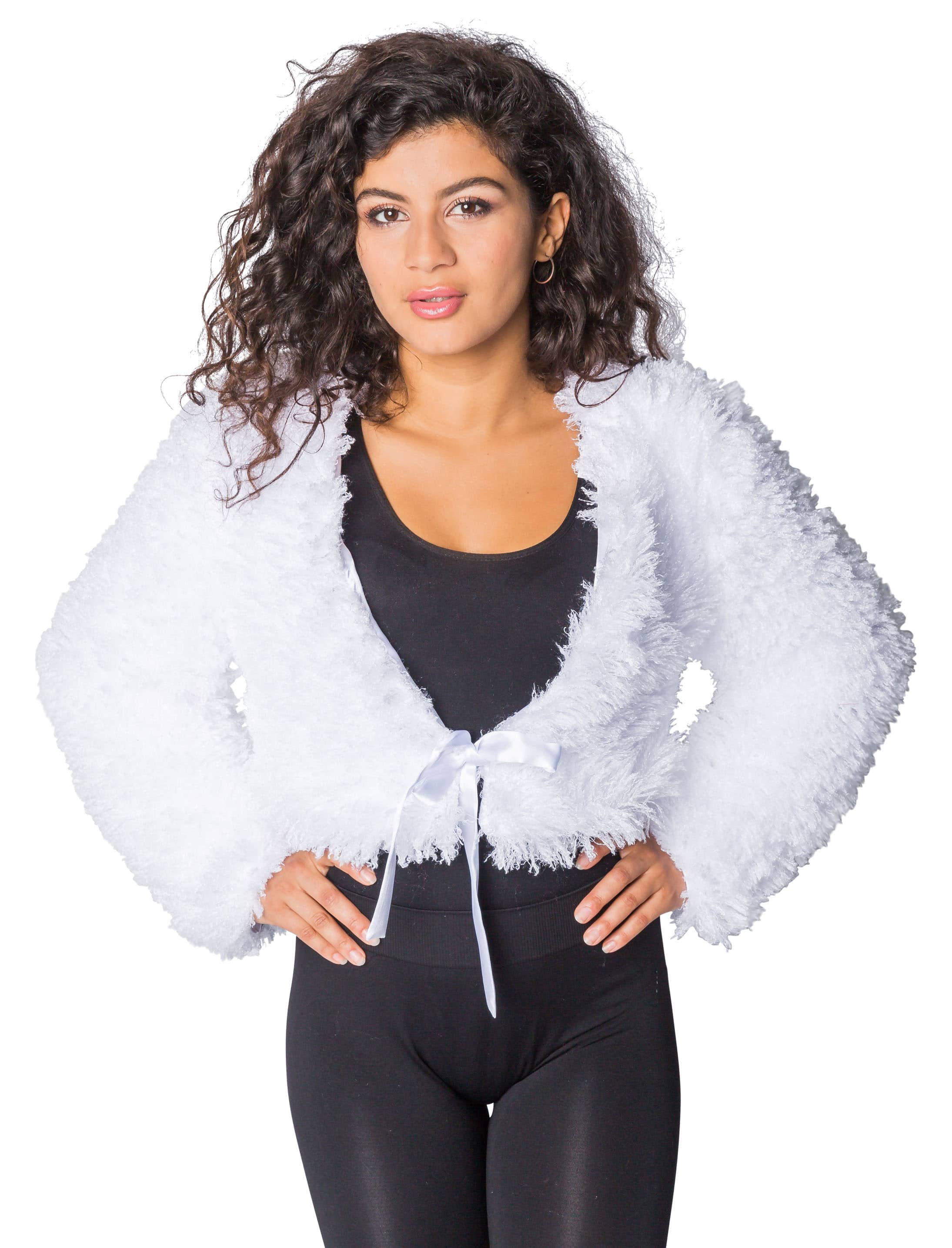 Jacke kurz flauschig Damen weiß XL/2XL