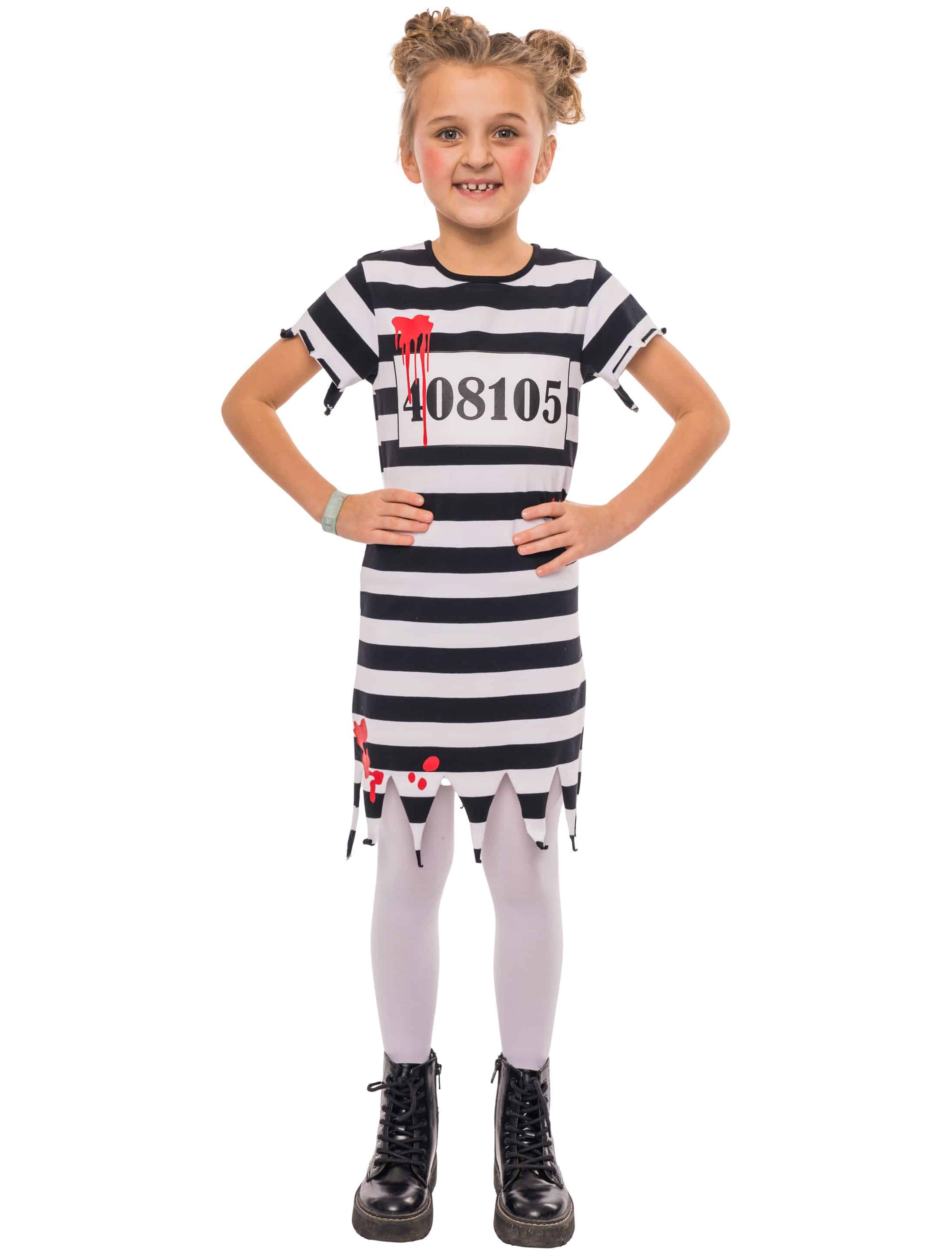 Kleid Gefangene mit Blut Kinder Mädchen schwarz/weiß 128 Kleid Gefangene mit Blut Kinder Mädchen schwarz/weiß 128