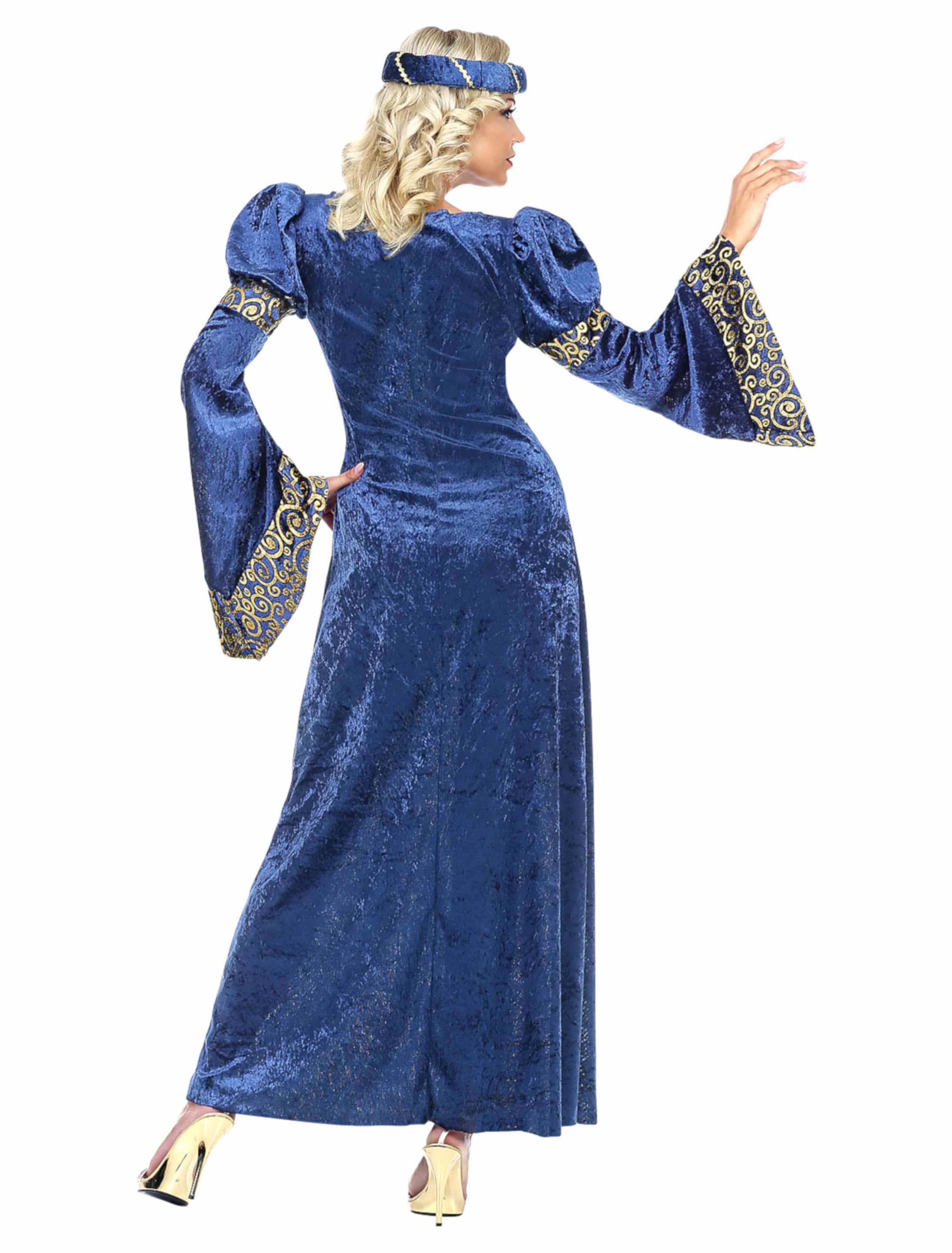 Kleid Renaissance Dame 2-tlg. blau/silber M