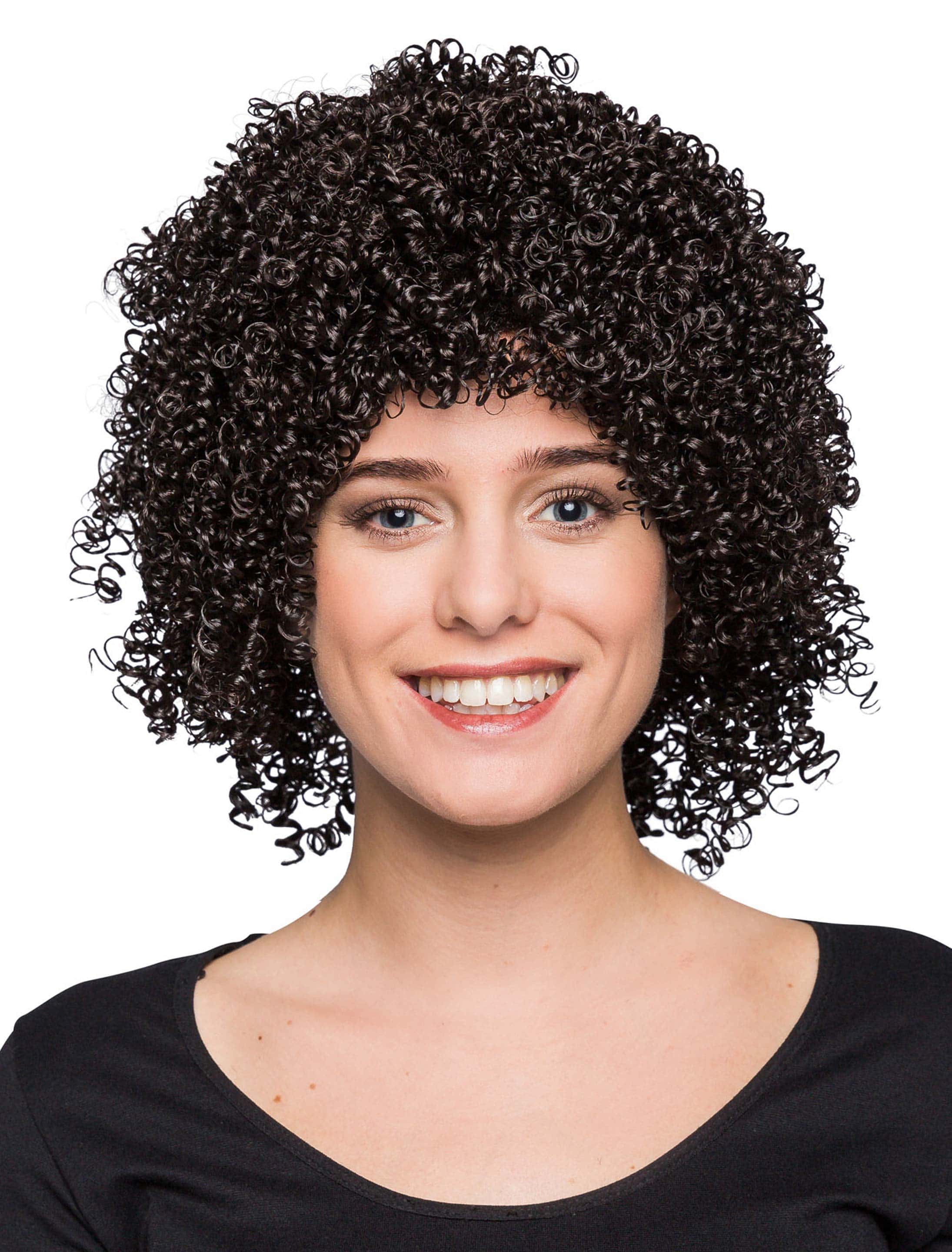 Perücke kleine Locken schwarz