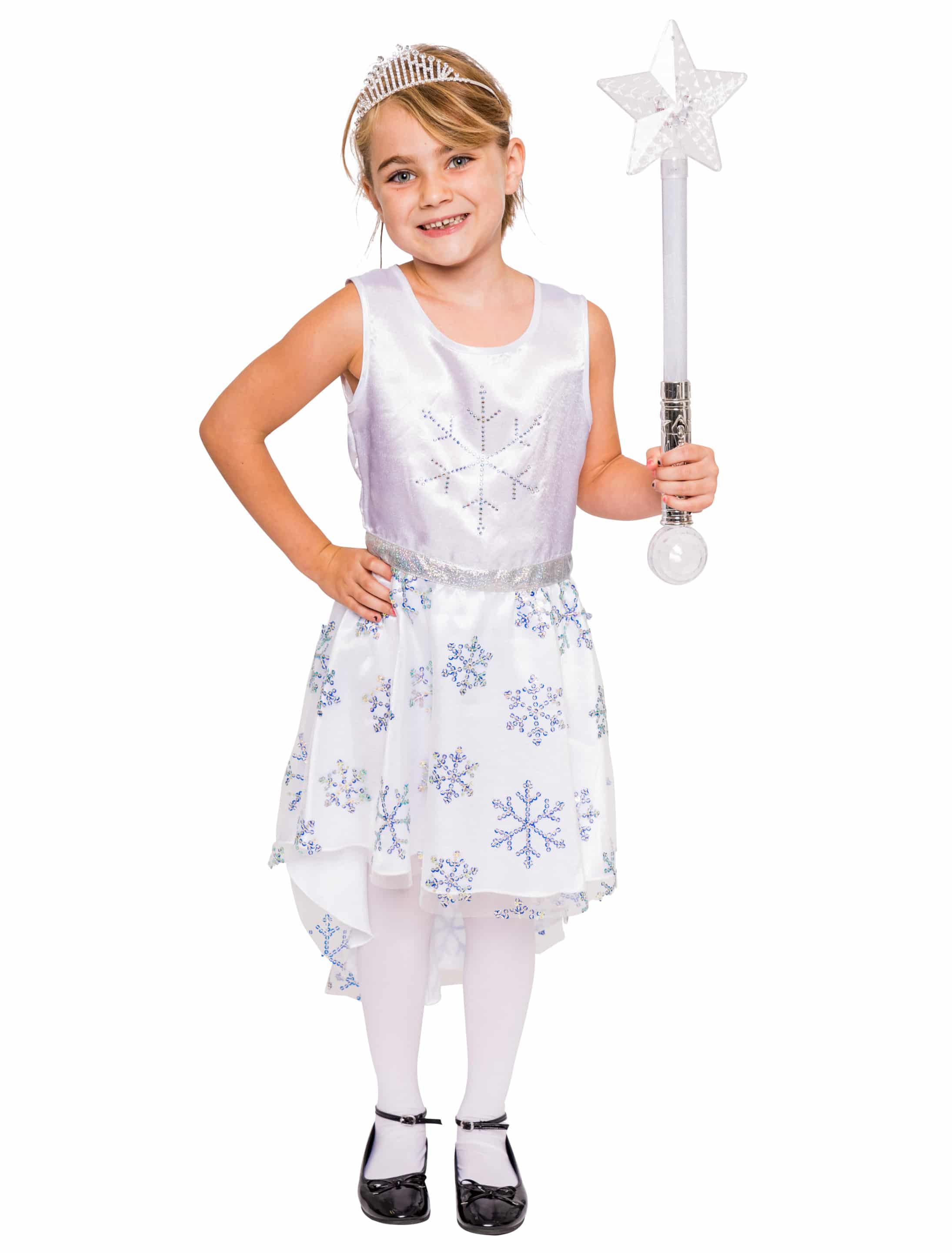 Kleid Schneeflocke Kinder Mädchen weiß 128