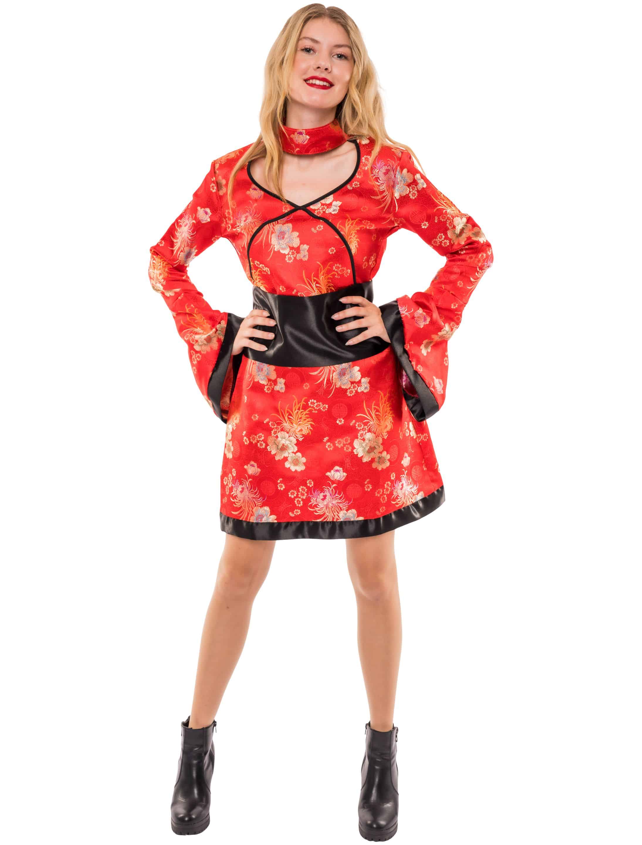 Kleid Geisha Damen rot XL