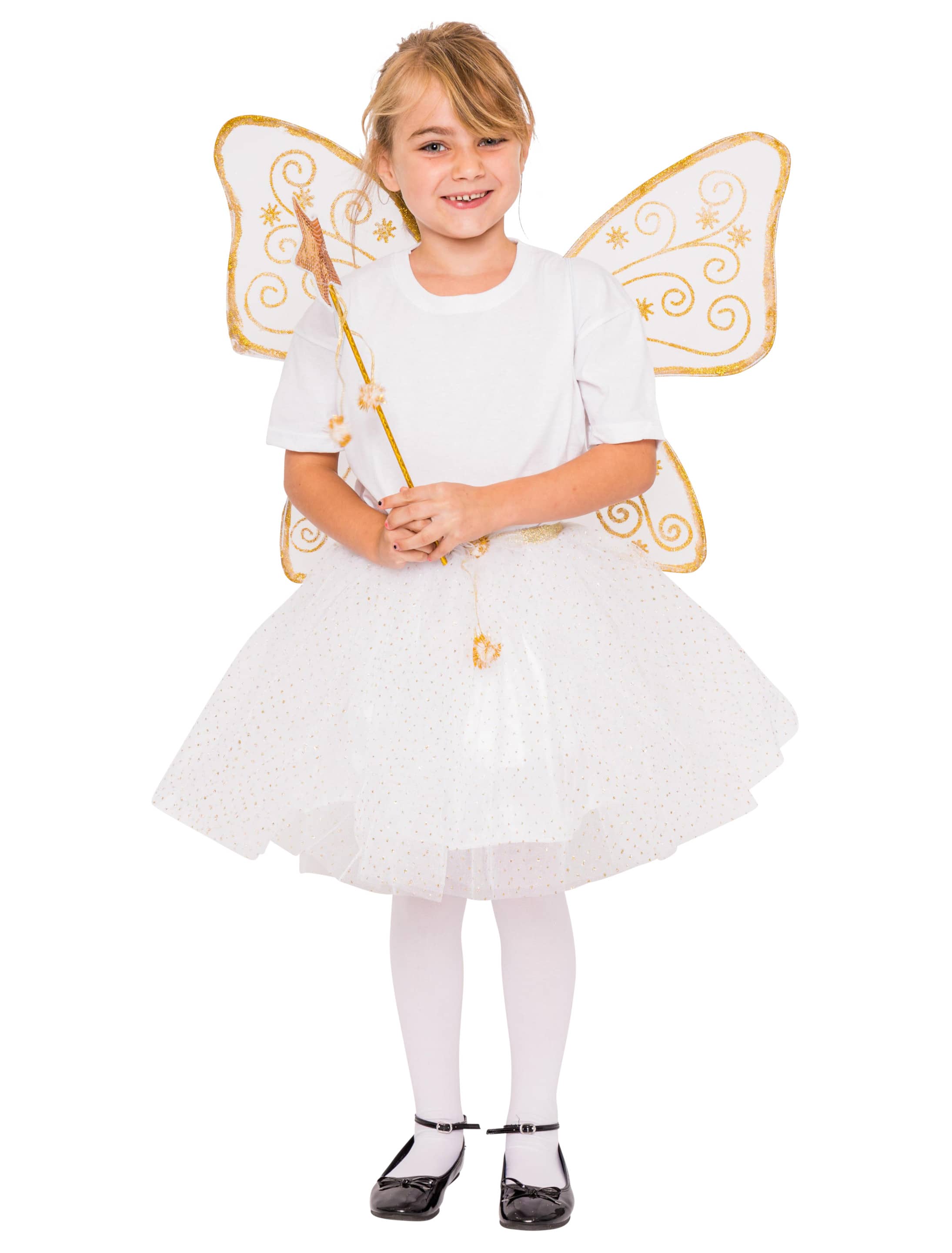 Petticoat mit Flügel und Zauberstab weiß/gold one size