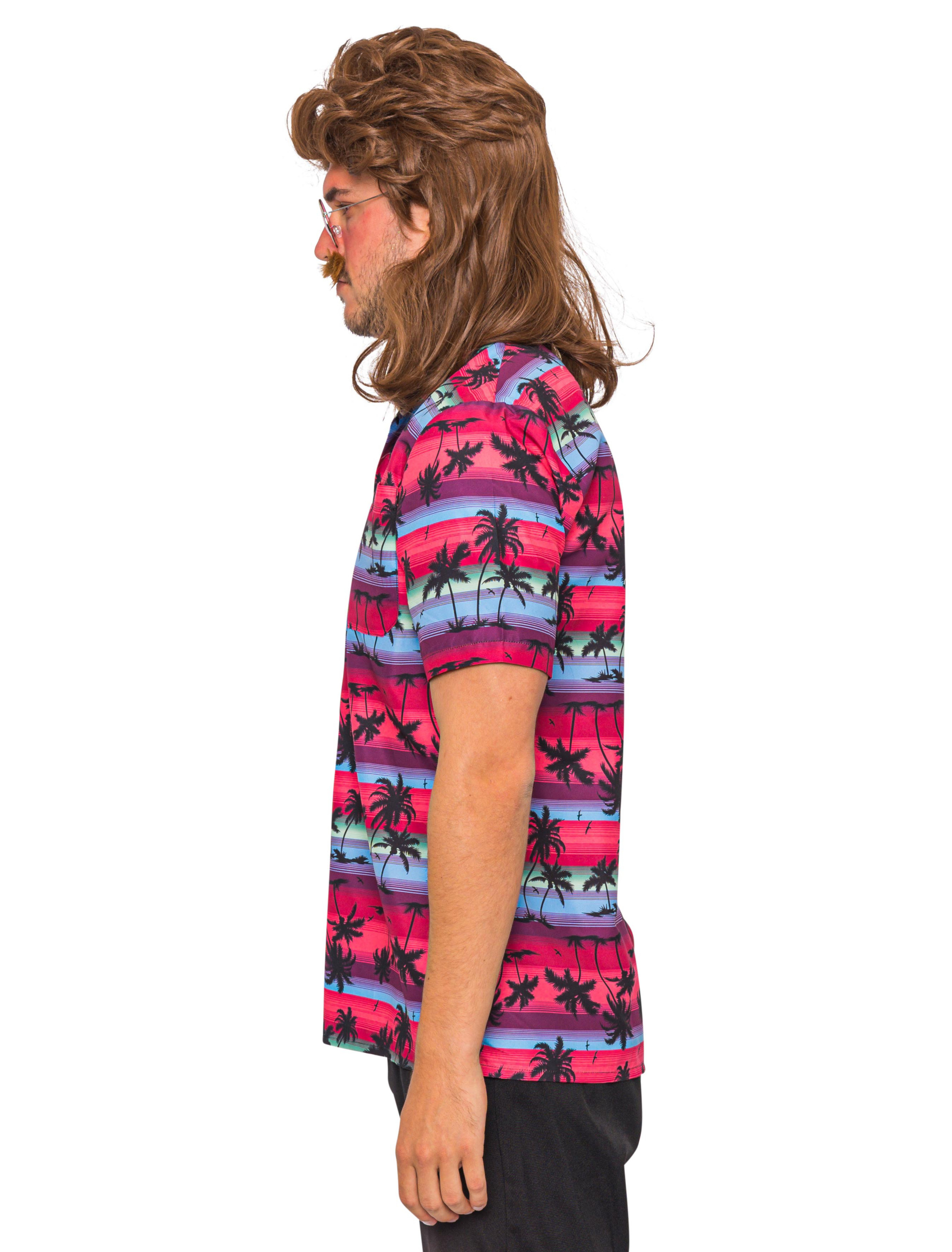 Hemd Hawaii mit Palmen pink 3XL