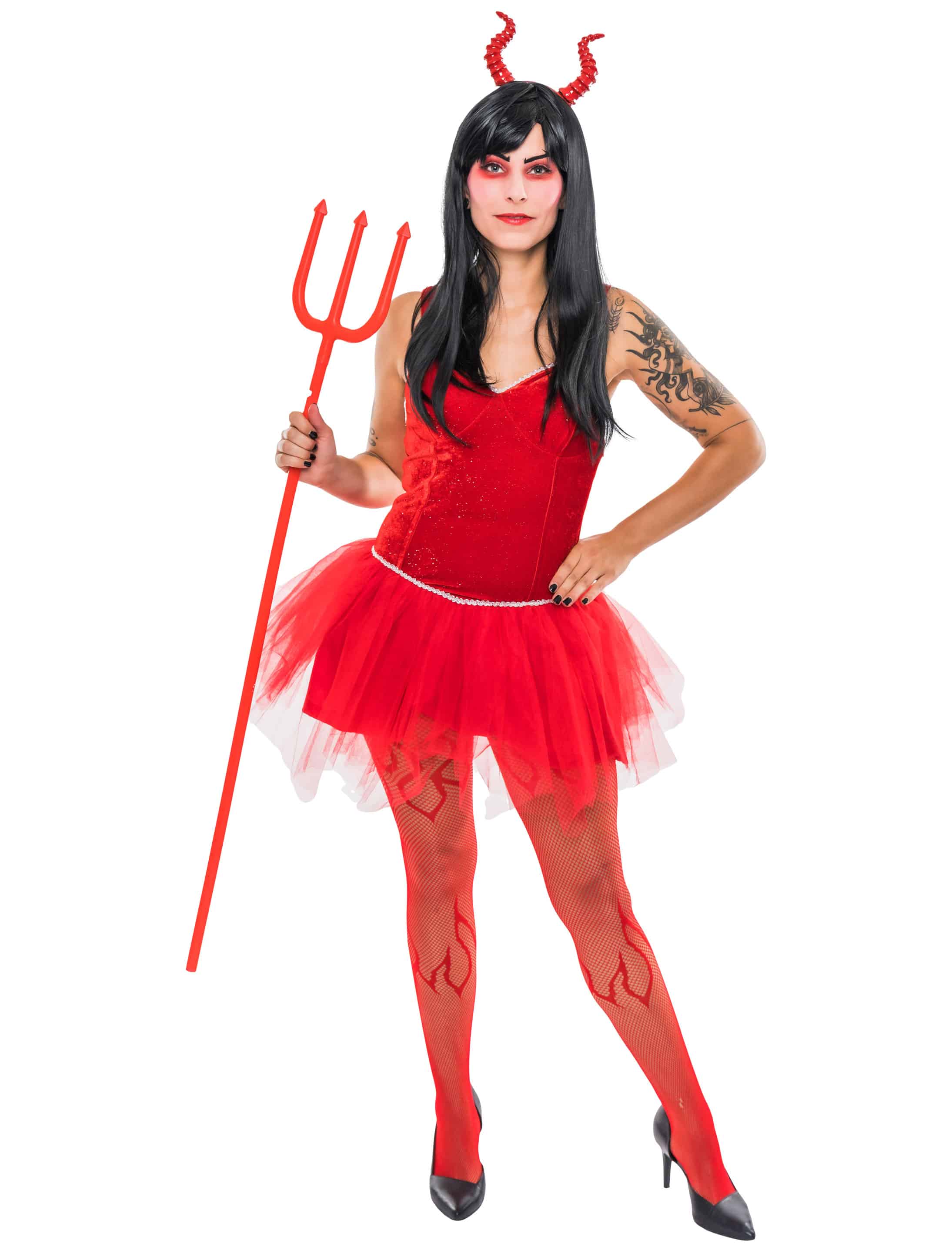 Kleid Teufel mit Trägern Damen rot 2XL