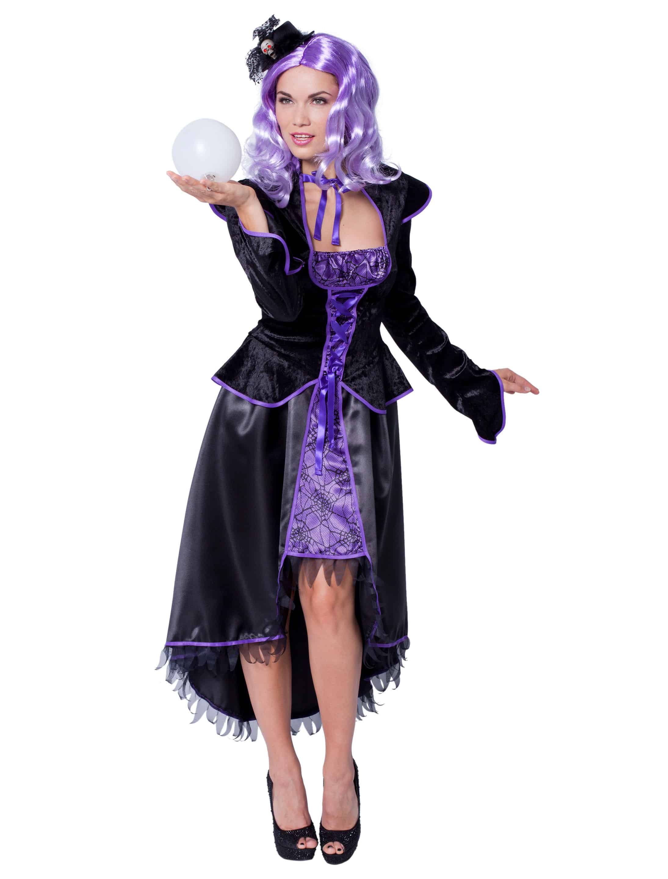 Kleid Hexe schwarz/lila XS