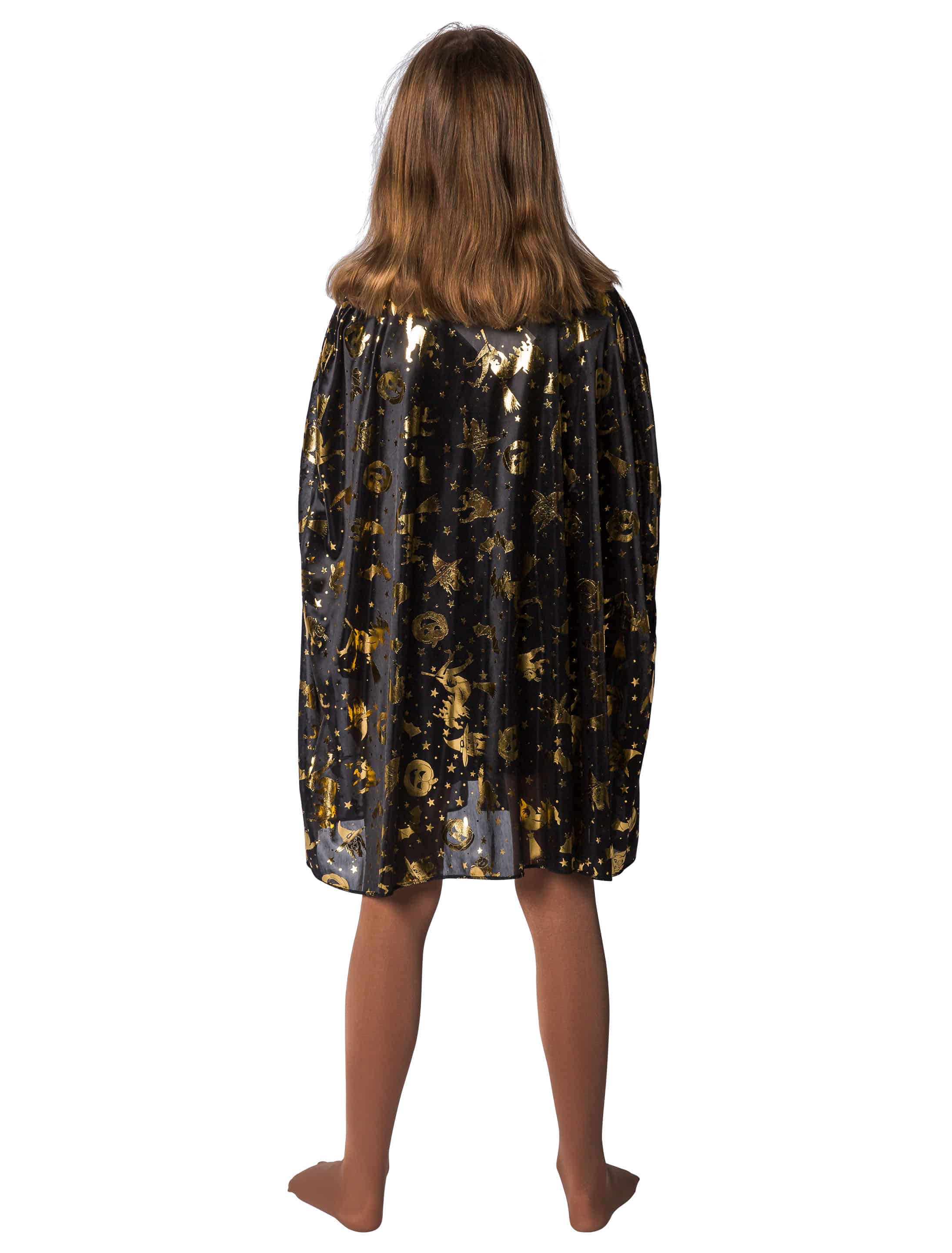 Cape Kinder mit Kürbissen schwarz/gold 152