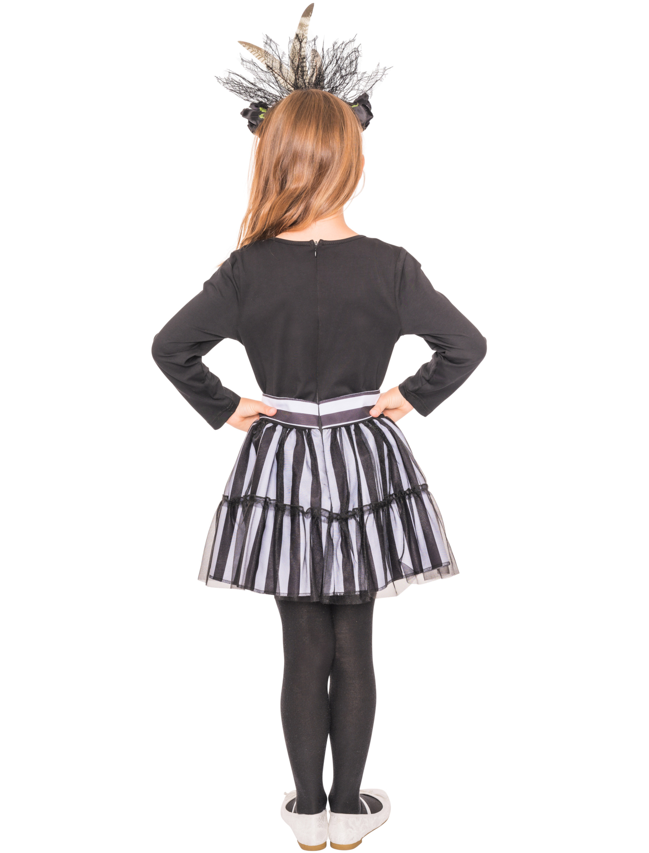 Kleid Kinder mit Skelett schwarz/weiß 140