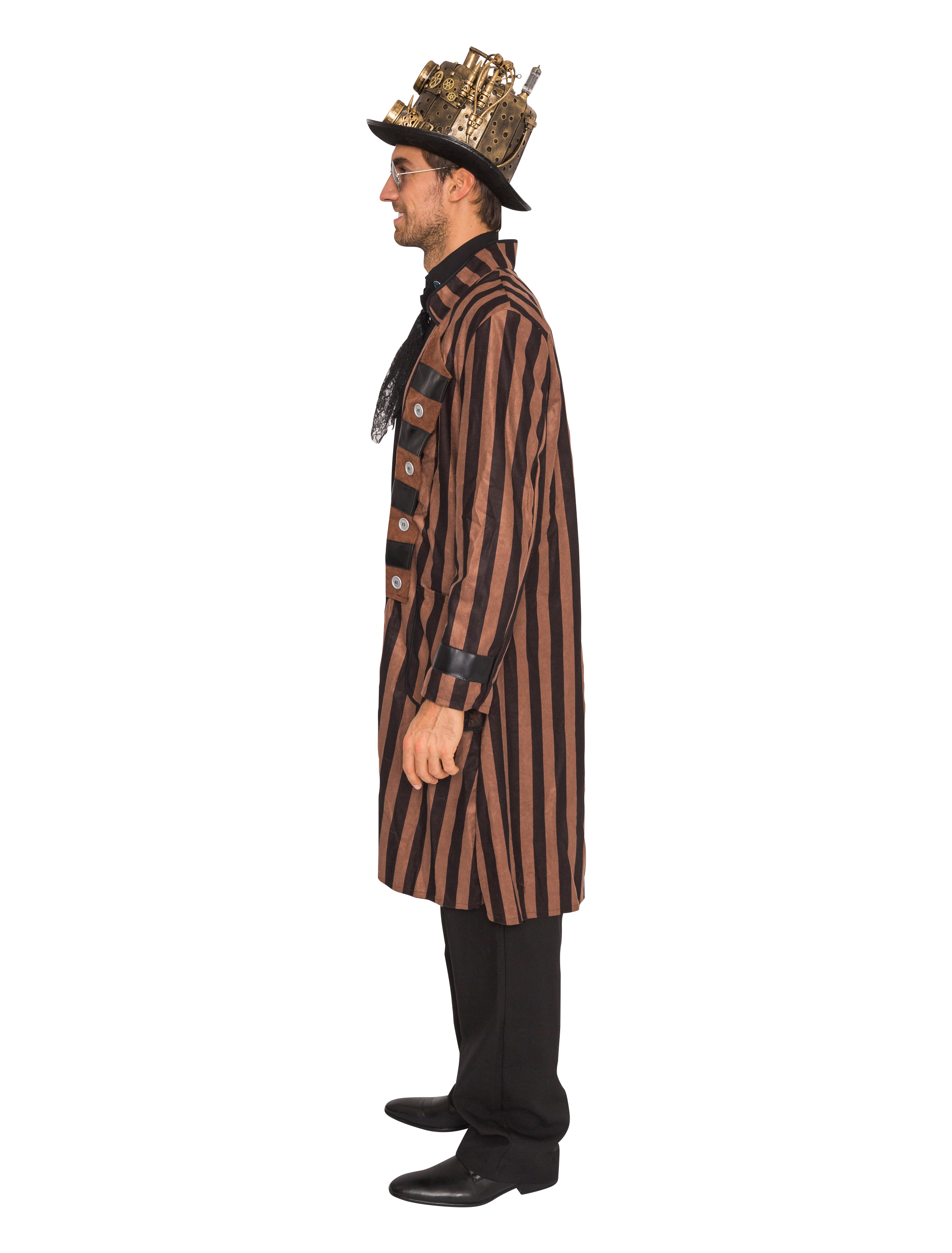Mantel Steampunk mit Streifen Herren braun/schwarz L