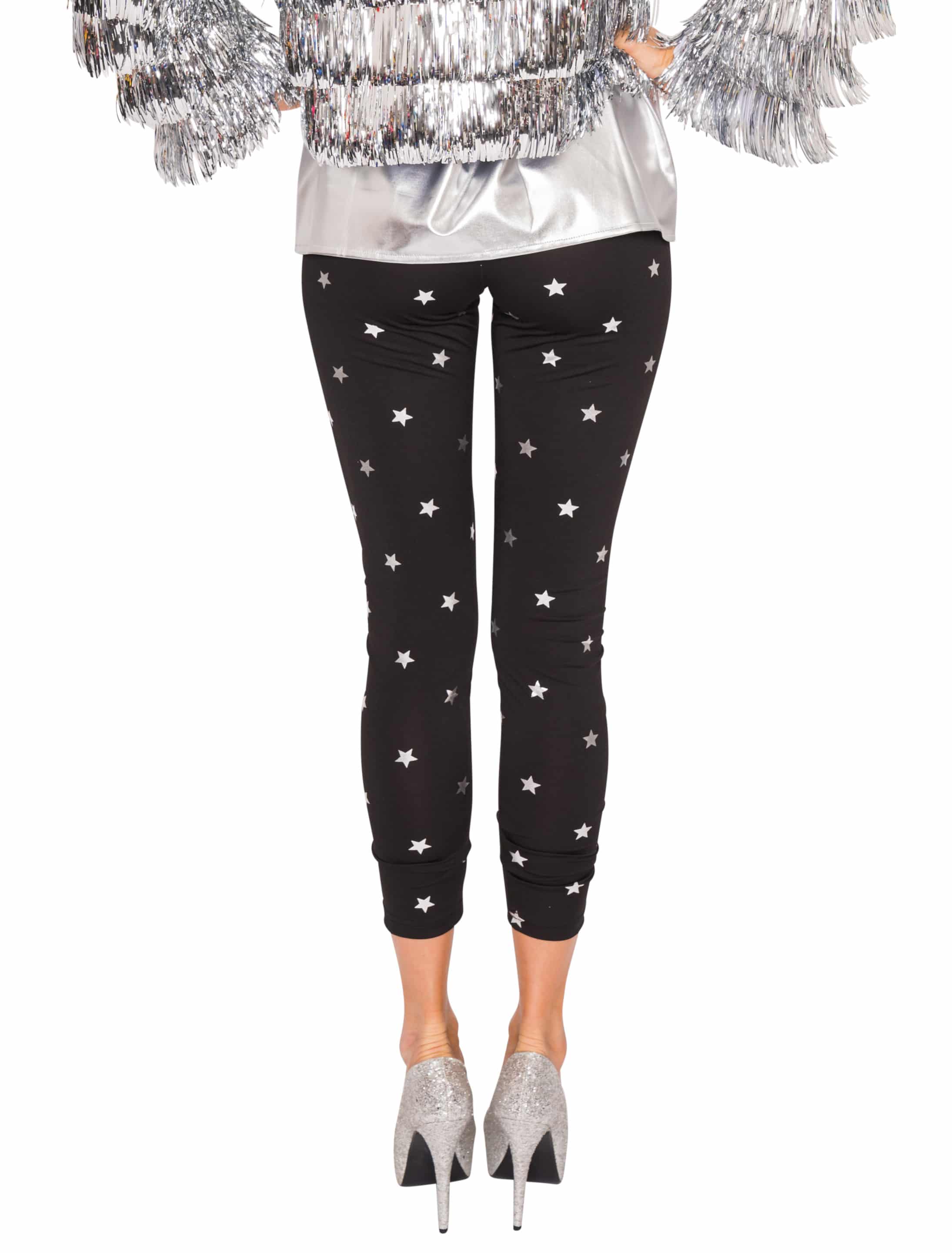 Leggings mit silbernen Sternen schwarz/silber S/M