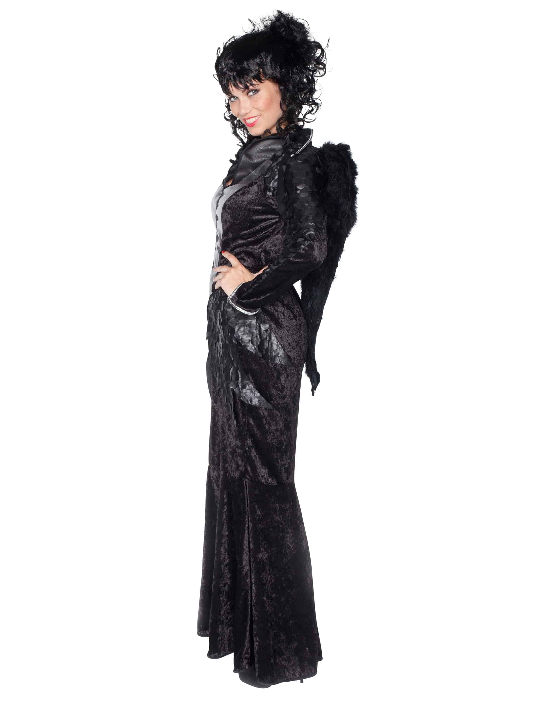 Kleid Hexe Damen silber/schwarz 40