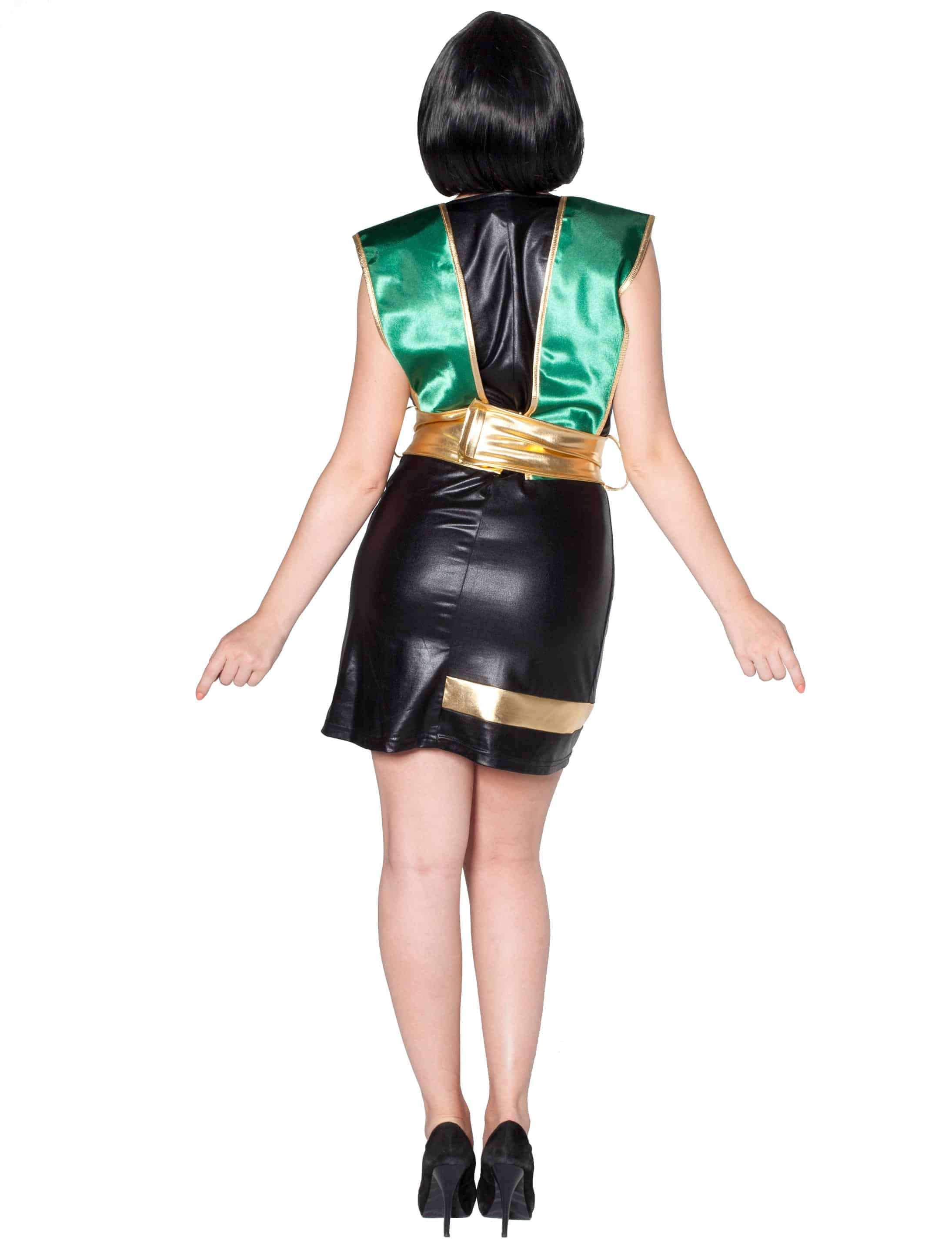 Kleid Ninja Dame 2-tlg. grün/schwarz 34