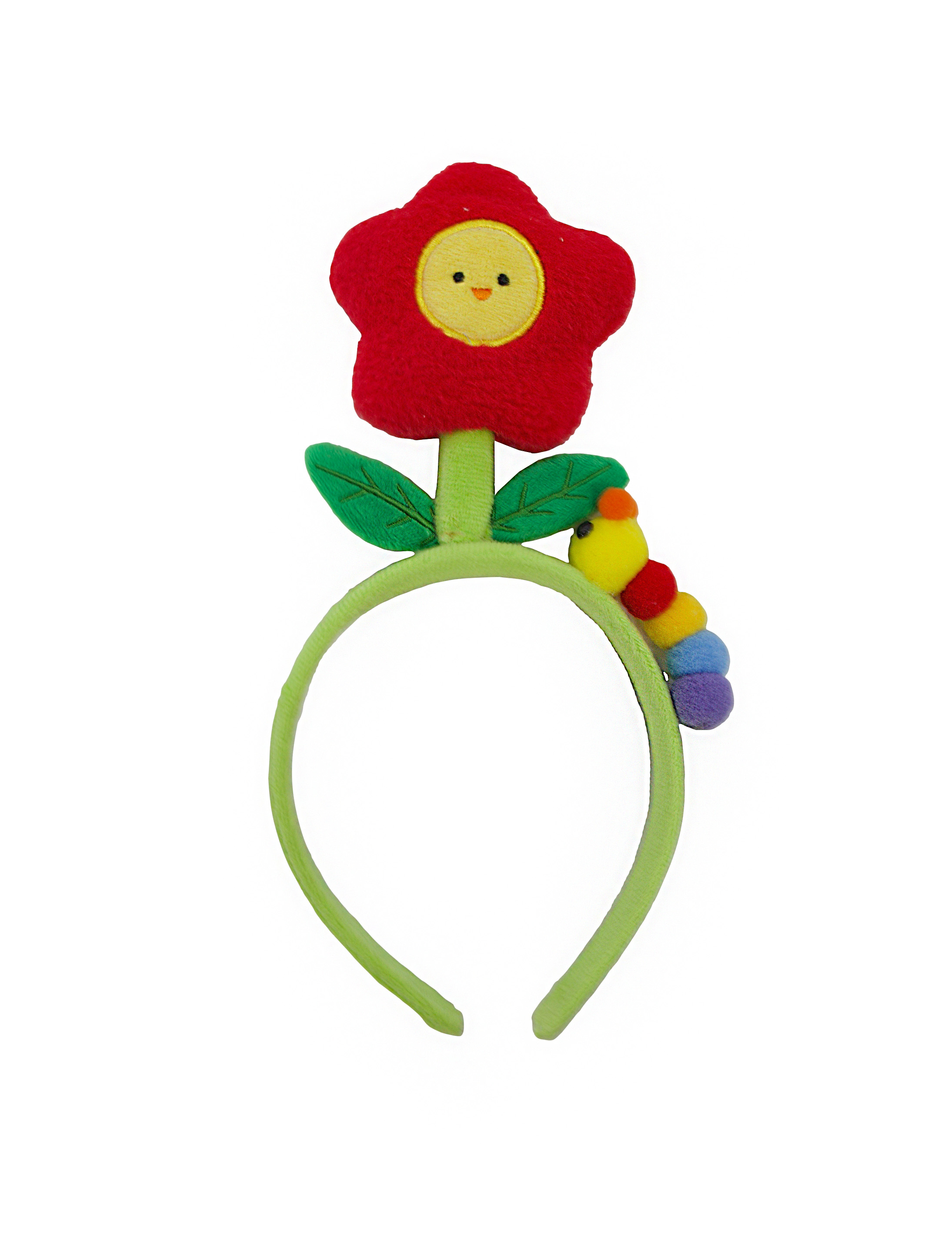 Haarreif mit Blume und Raupe bunt