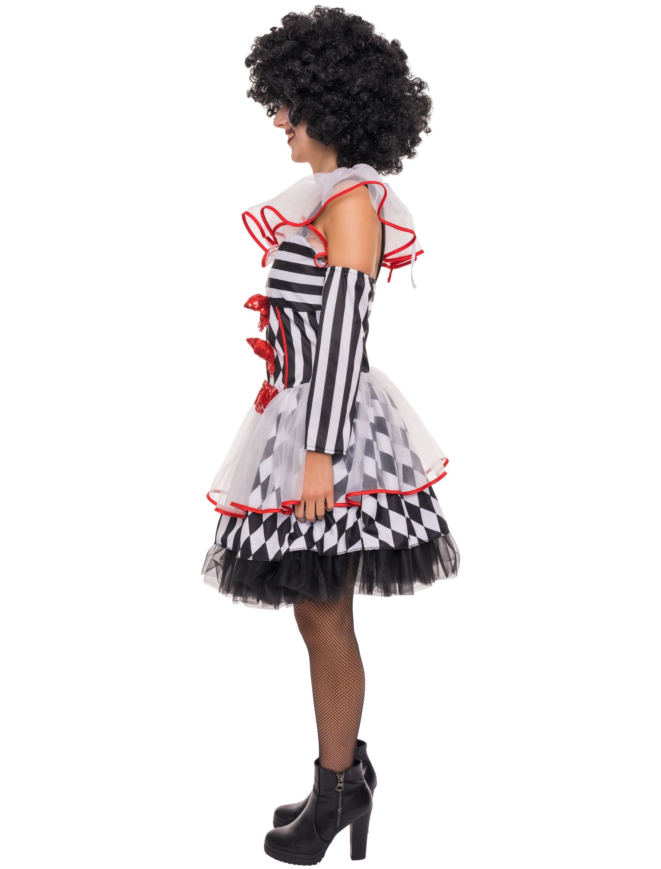 Kleid Zirkusclown Damen schwarz/weiß/rot XL