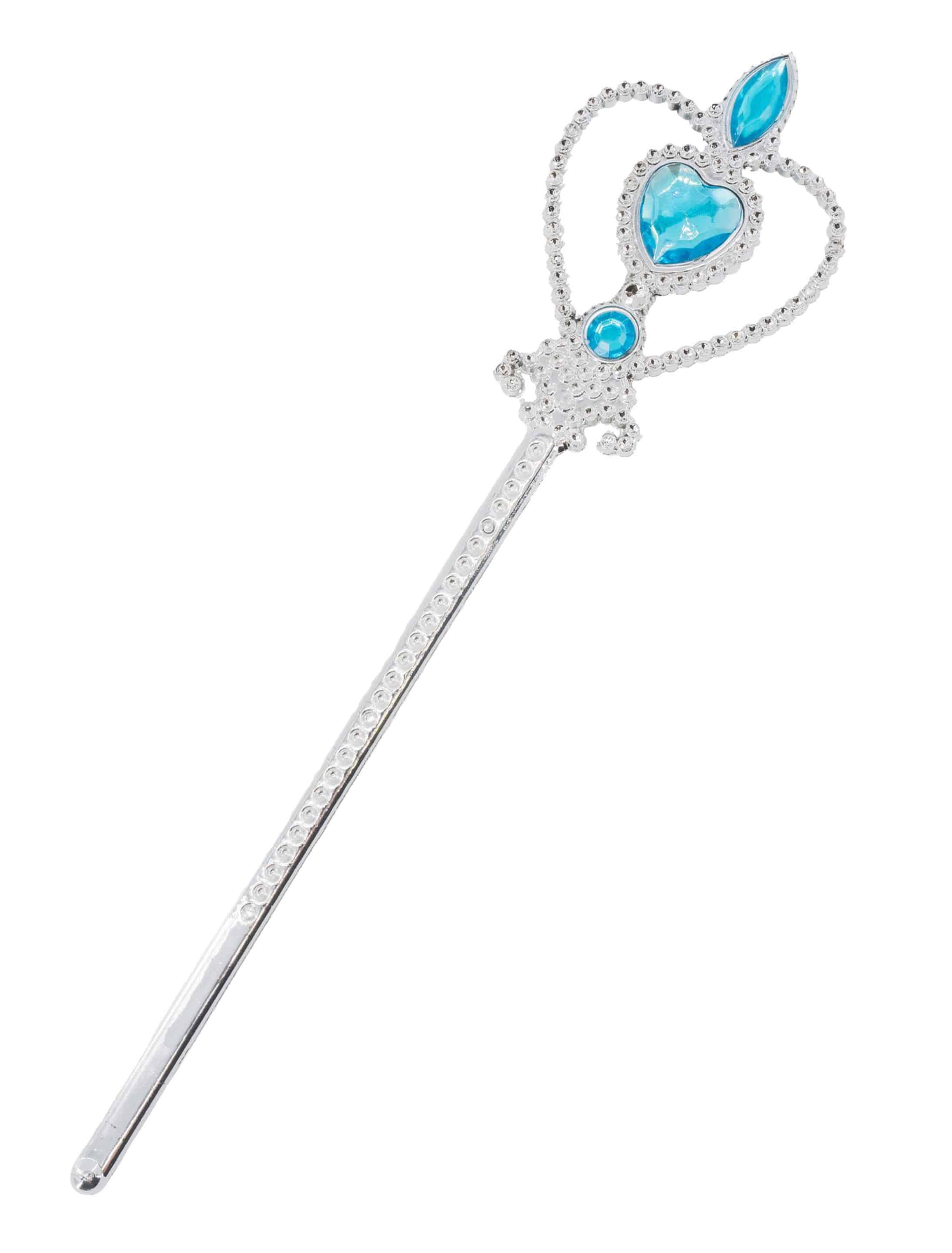 Zauberstab mit Herz blau/silber Zauberstab mit Herz blau/silber