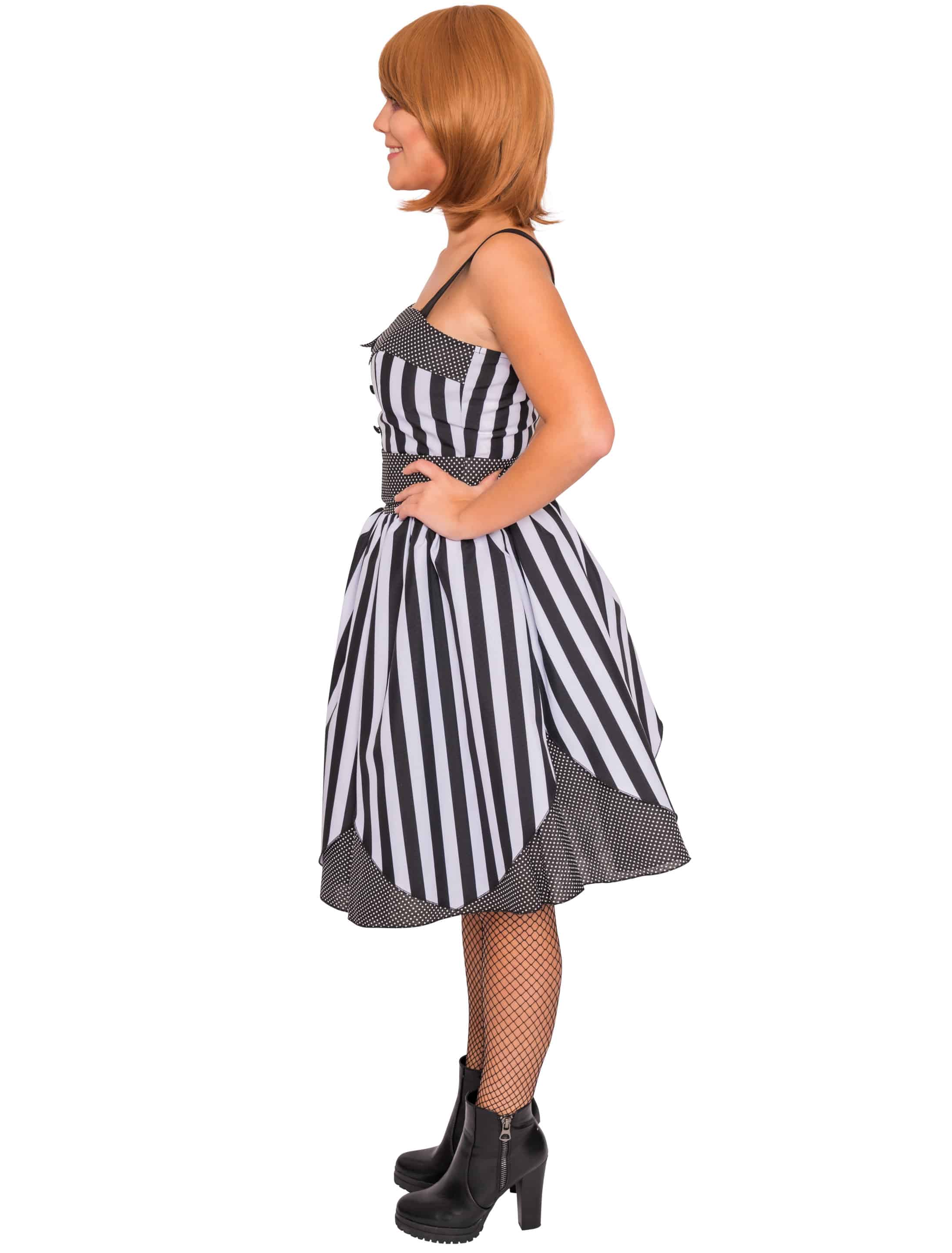Kleid Damen gestreift schwarz/weiß 2XL