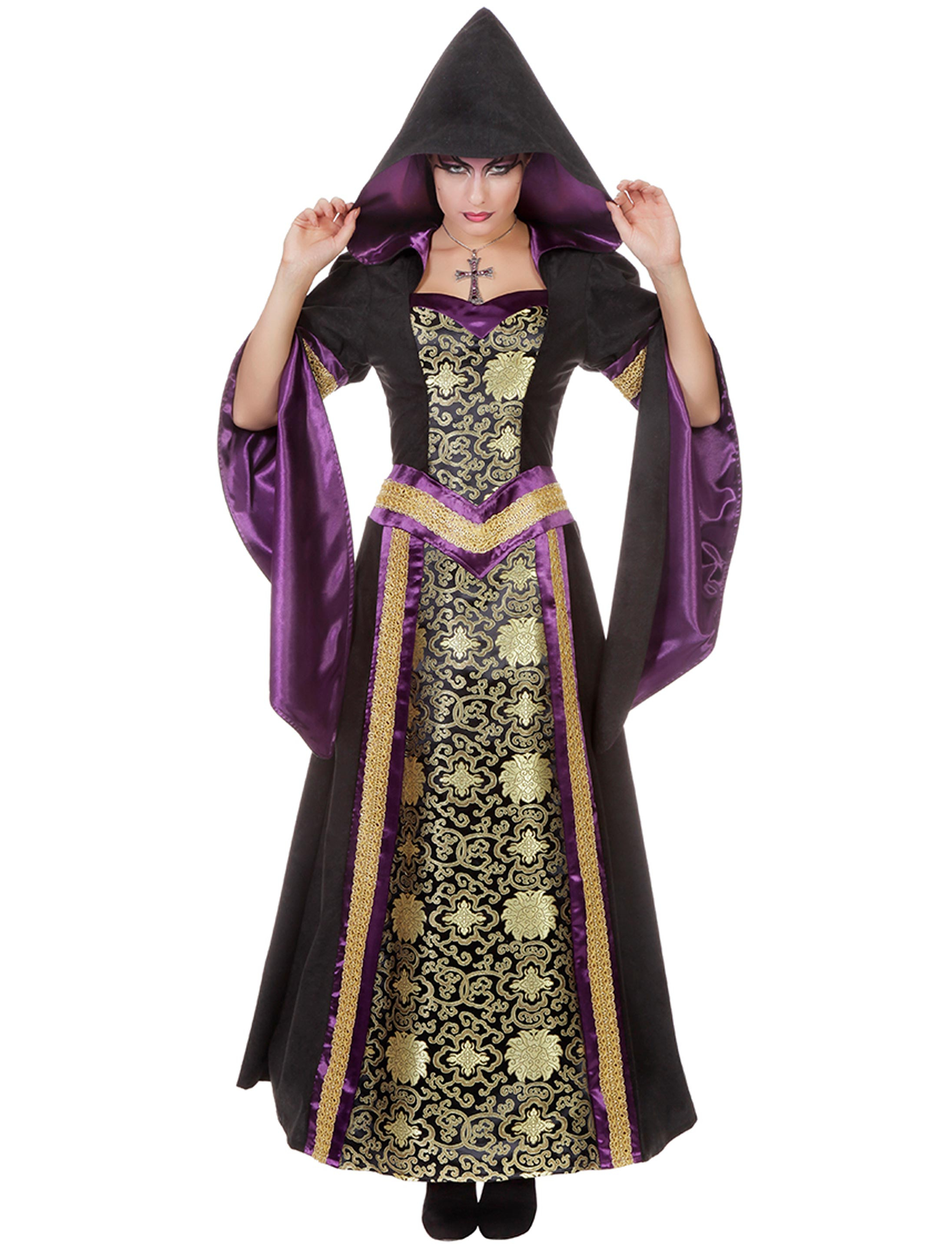 Kleid Gothic deluxe schwarz/lila 40