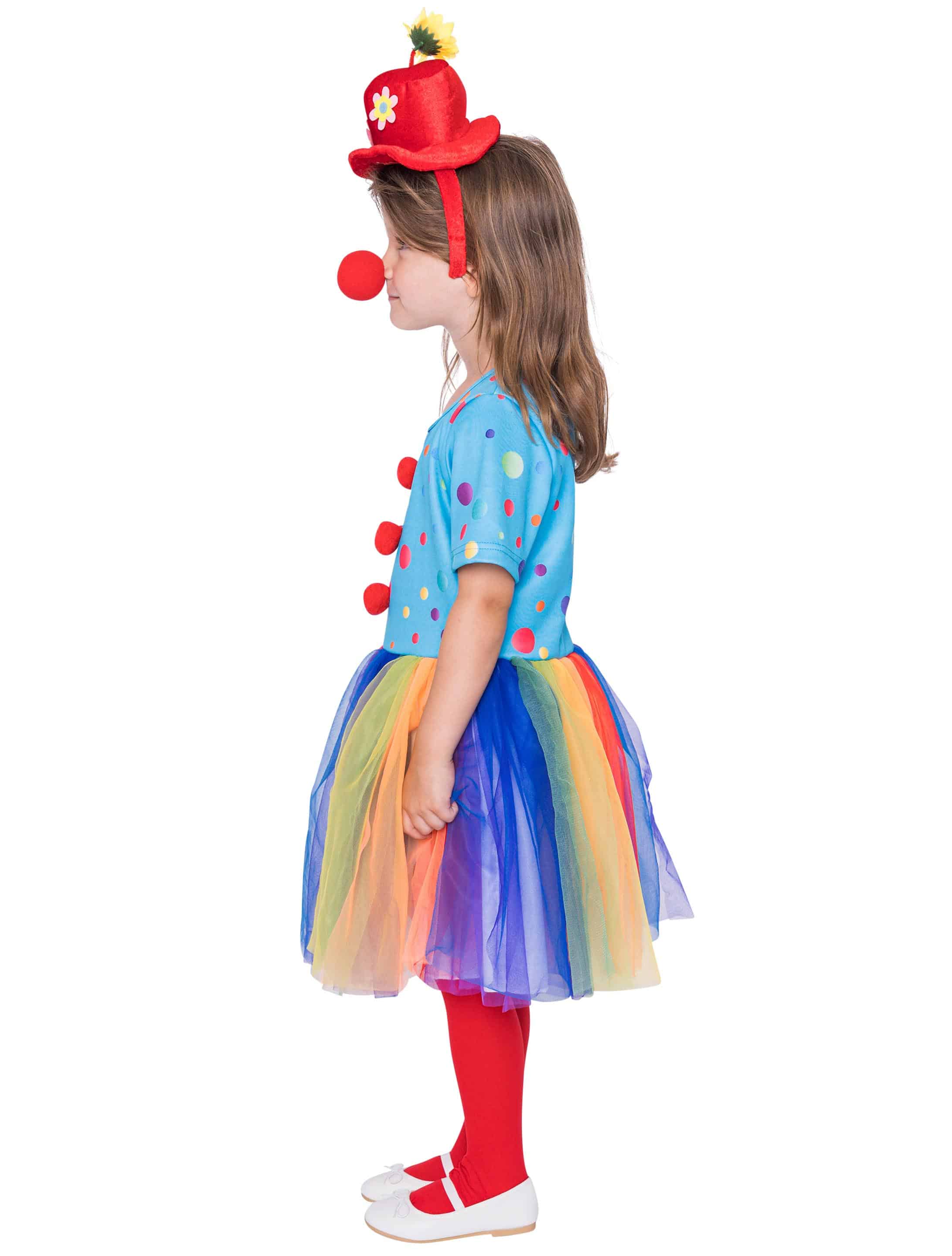 Kleid Regenbogen Clown Kinder bunt 128