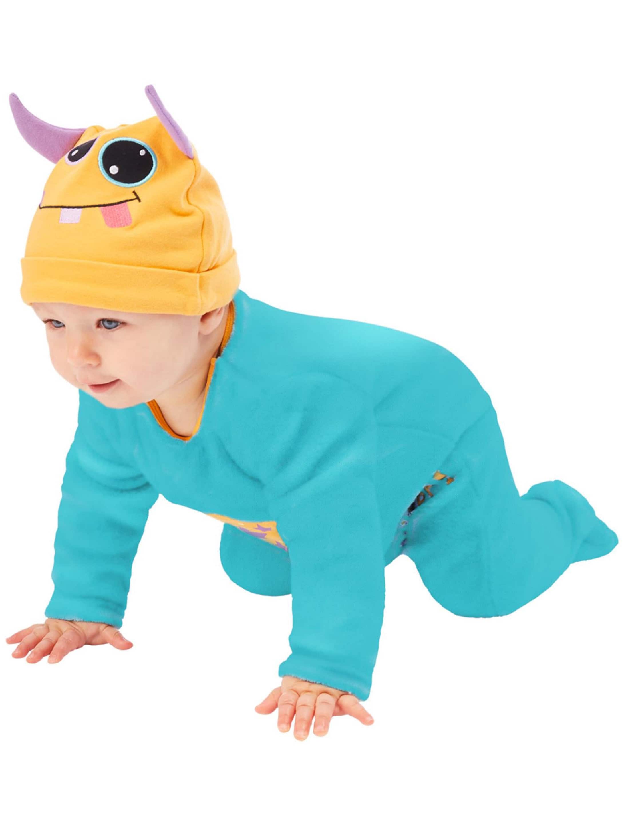 Strampler Kostüm Monster 2-tlg. Kinder blau 74