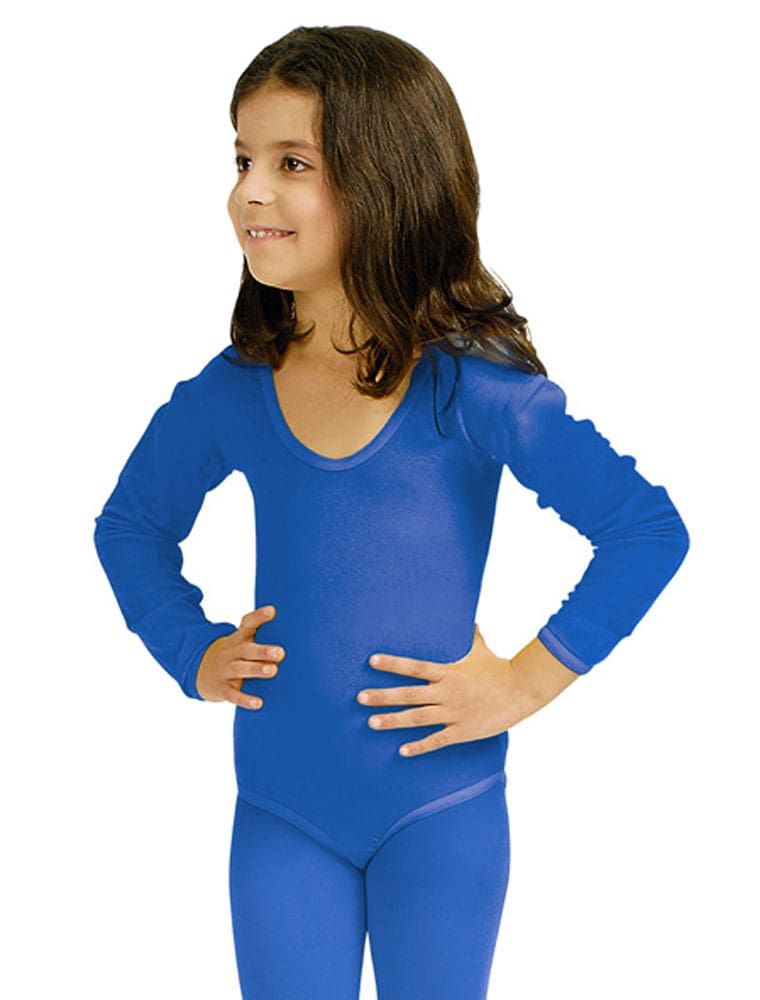 Body langarm elastisch Kinder blau 140-152
