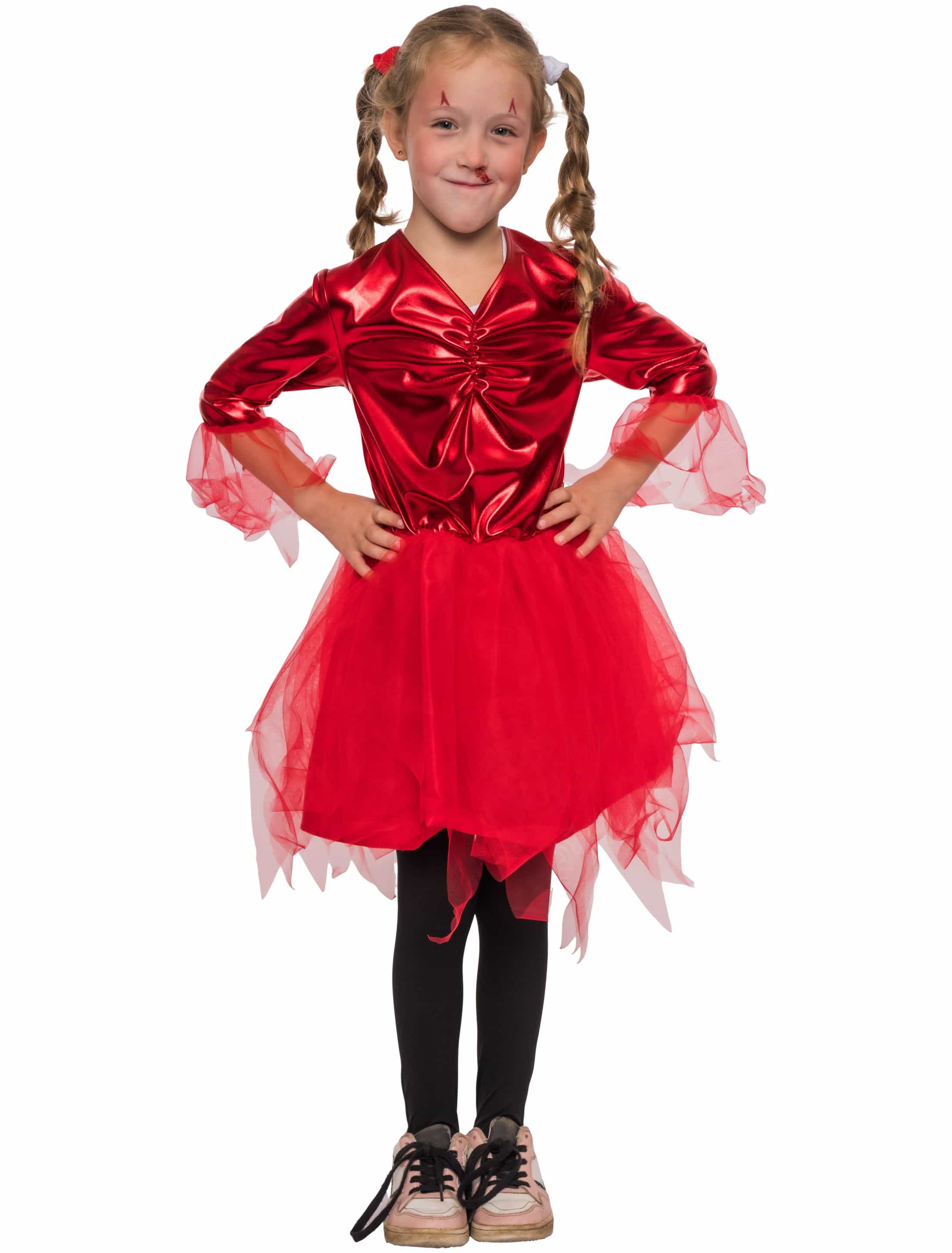Kleid Teufel metallic mit Tüll  Kinder rot 128