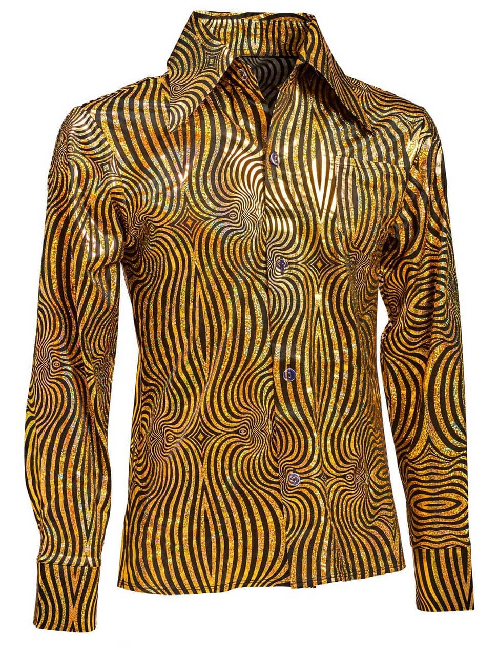 Hemd 70s Disco Herren gold 2XL