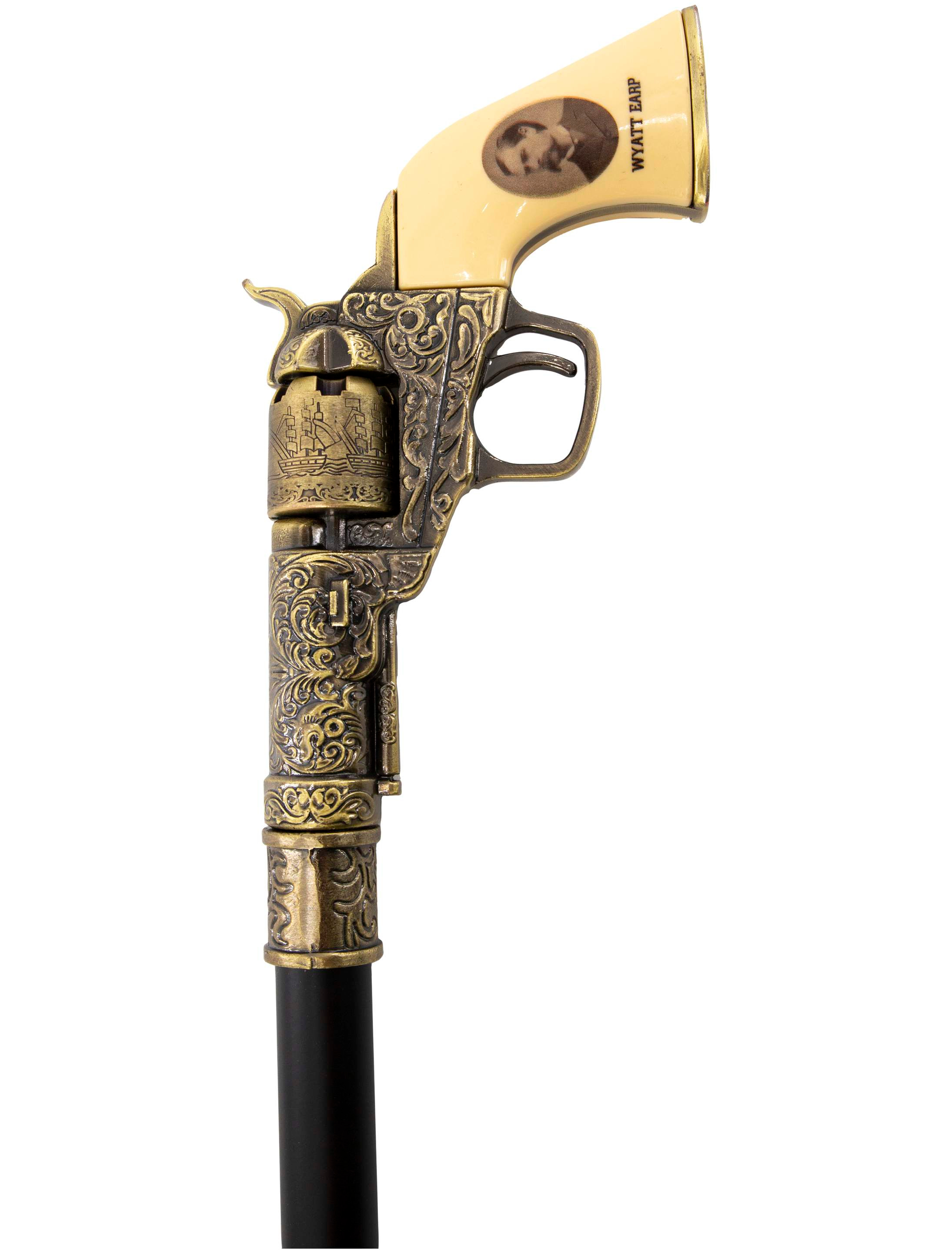 Gehstock Pistole gold
