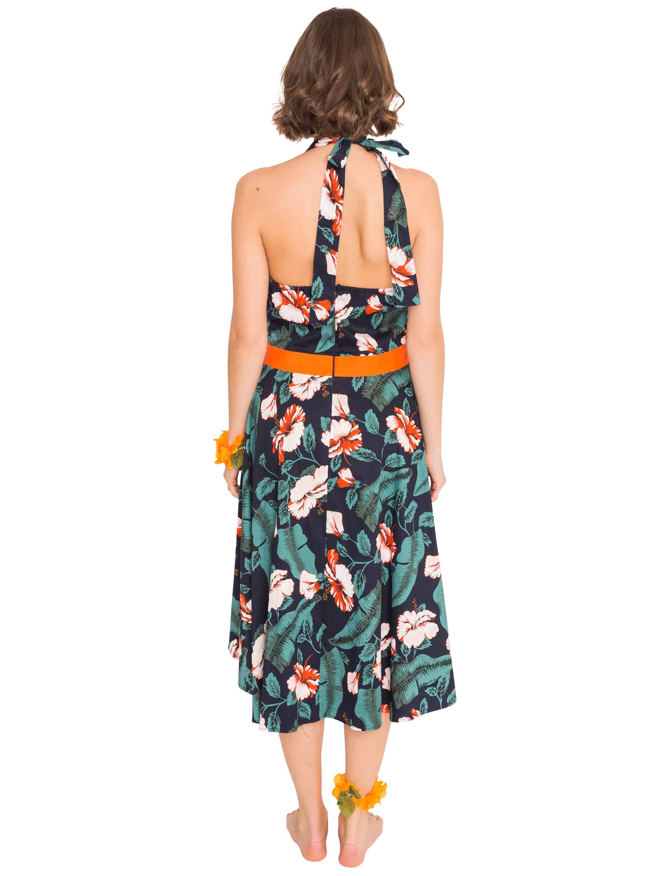Kleid Hawaii mit Hibiskusblüten Damen grün XL