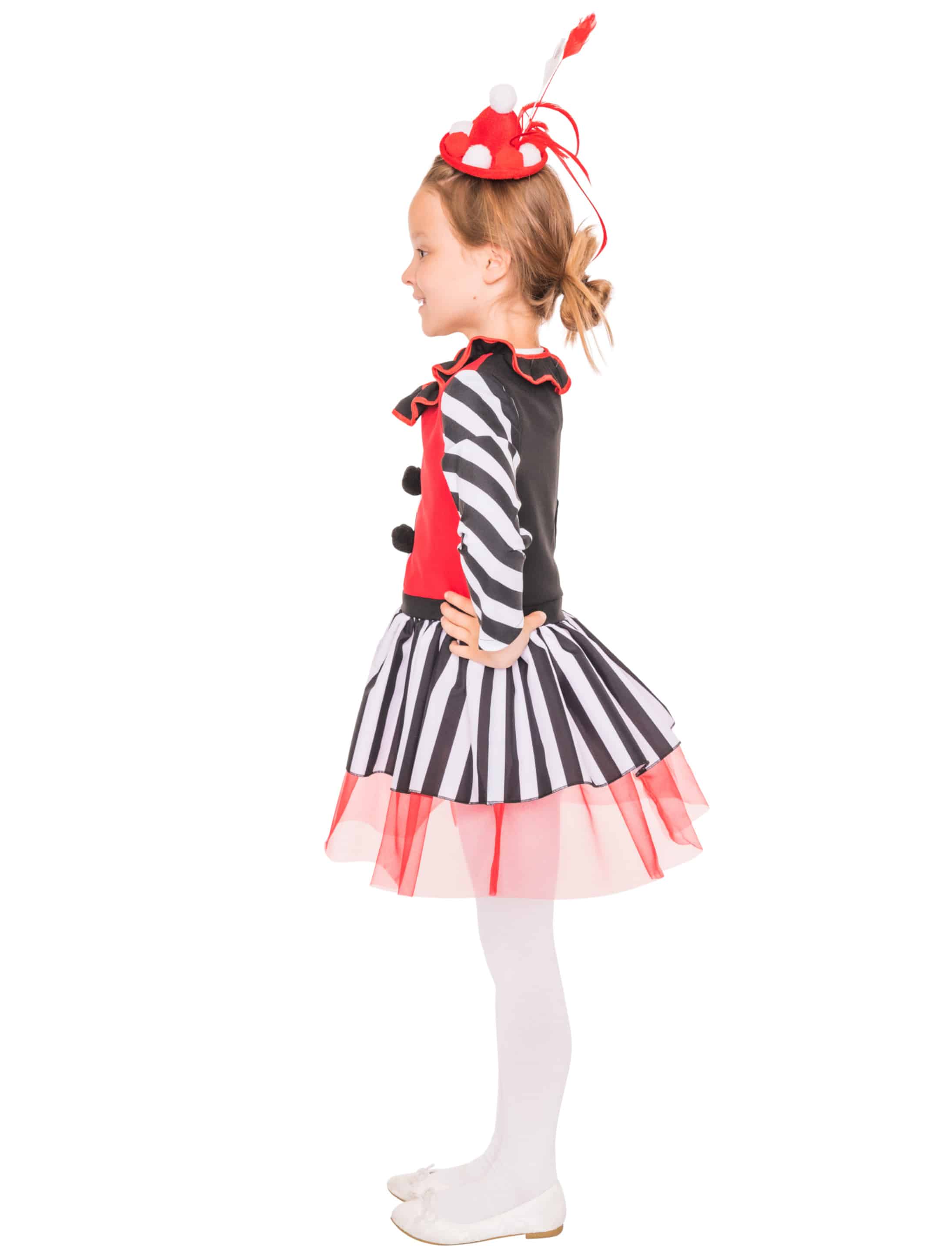 Kleid Clown Kinder schwarz/weiß/rot 104