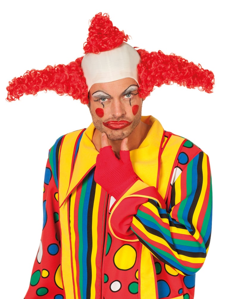 Perücke Clown rot mit Glatze