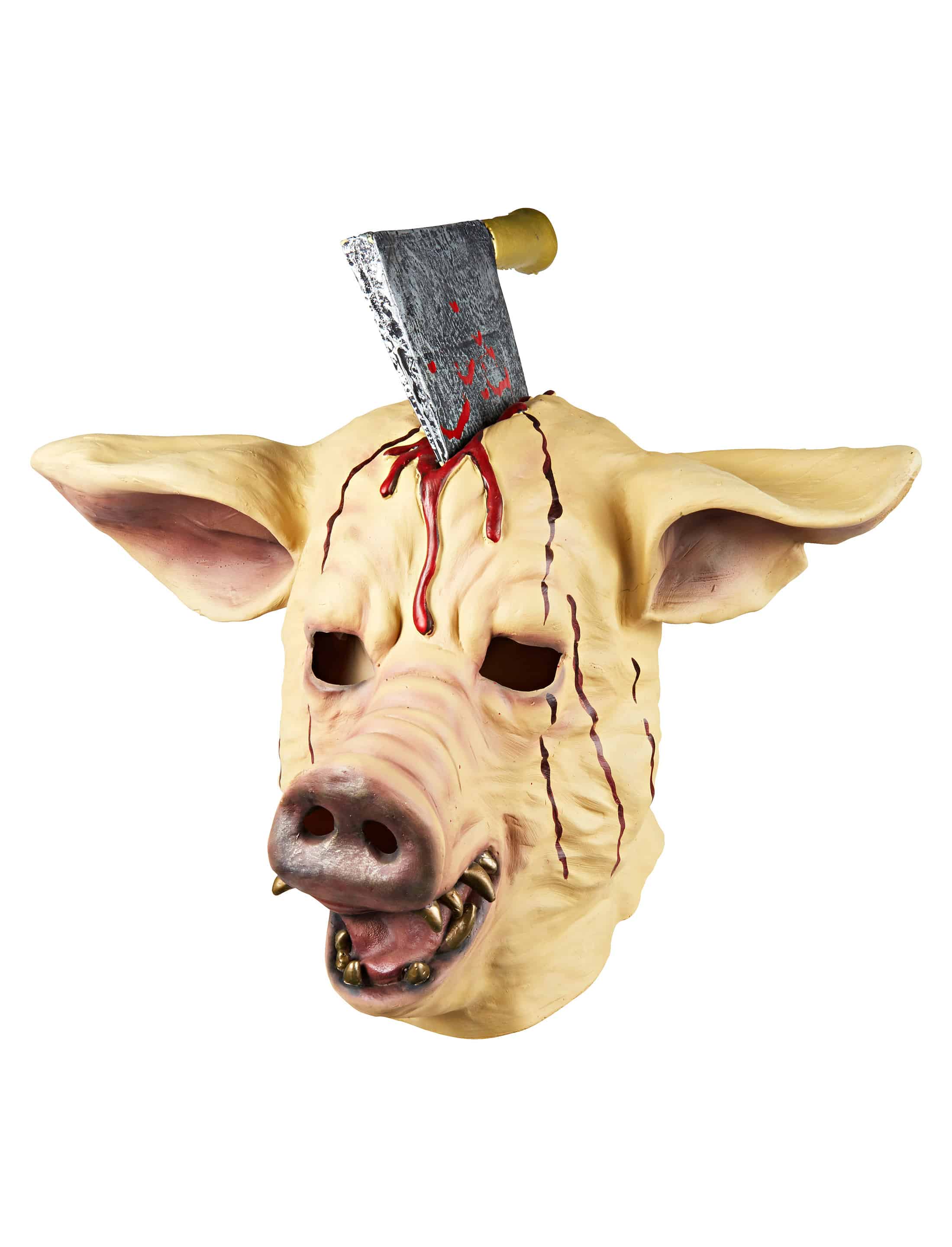 Latexmaske Schwein mit Beil