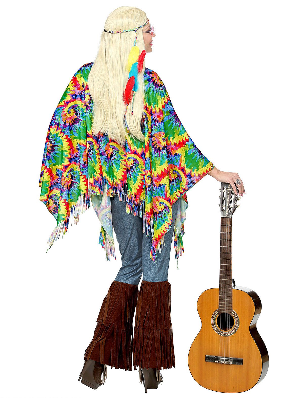 Poncho Hippie Psychedelic Damen bunt one size