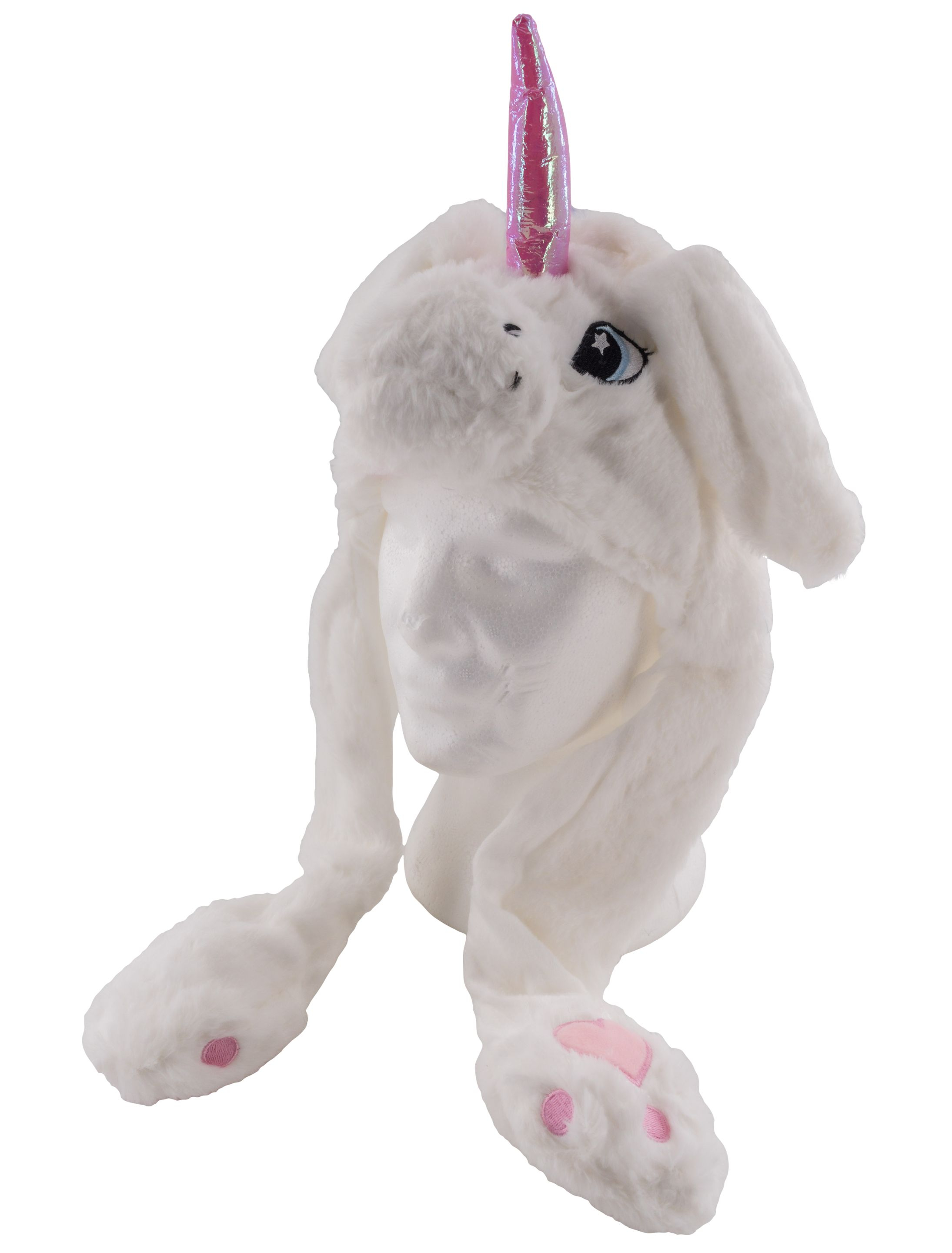 Mütze Einhorn mit Licht weiß Mütze Einhorn mit Licht weiß