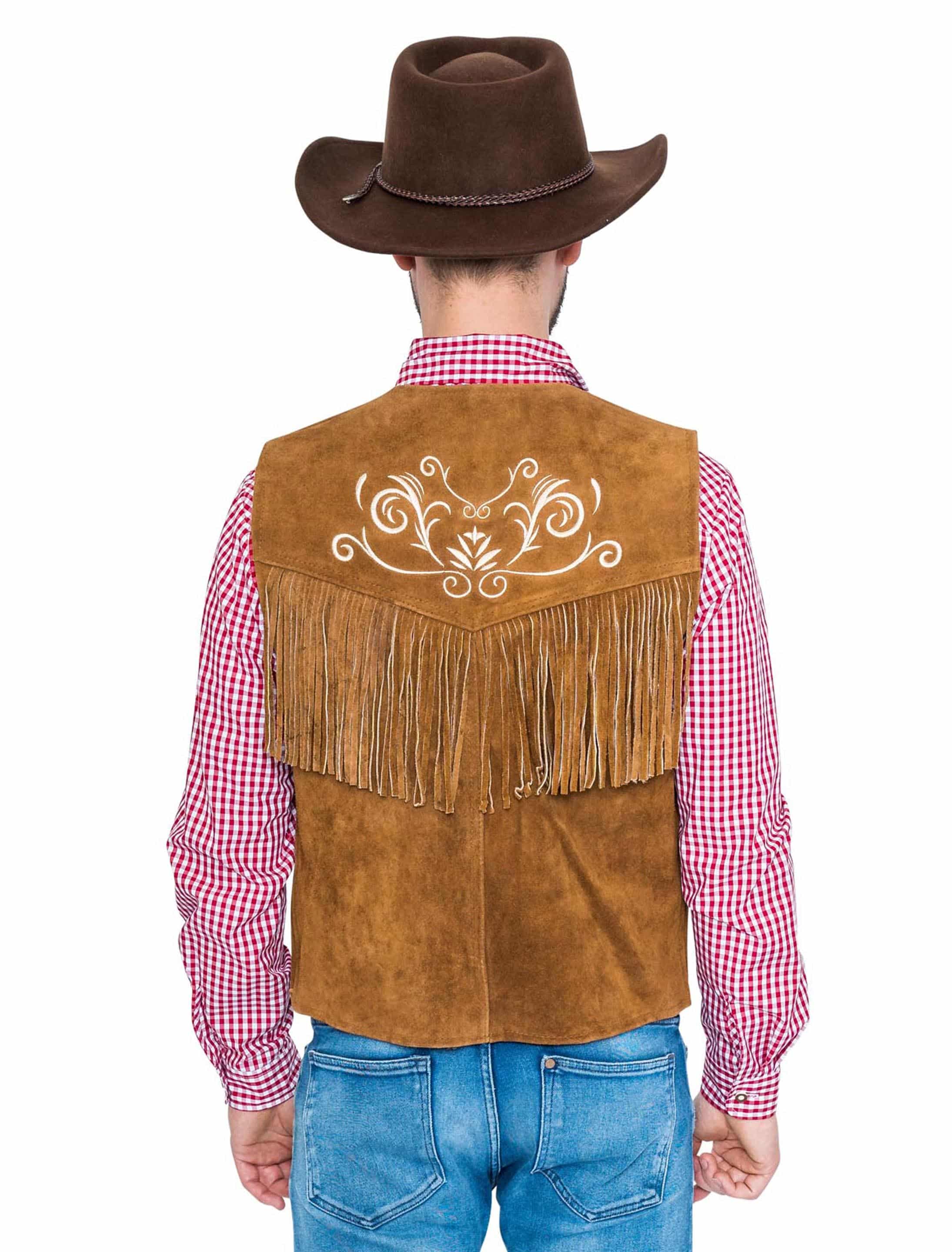 Weste Cowboy Leder Herren braun S/M