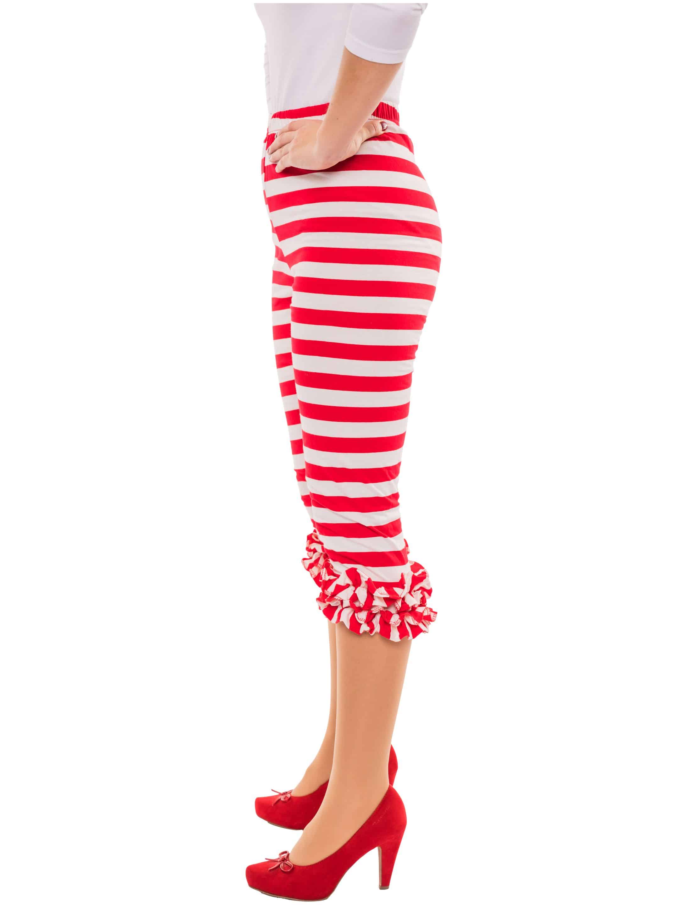 Leggings mit Rüschen gestreift weiß/rot L/XL