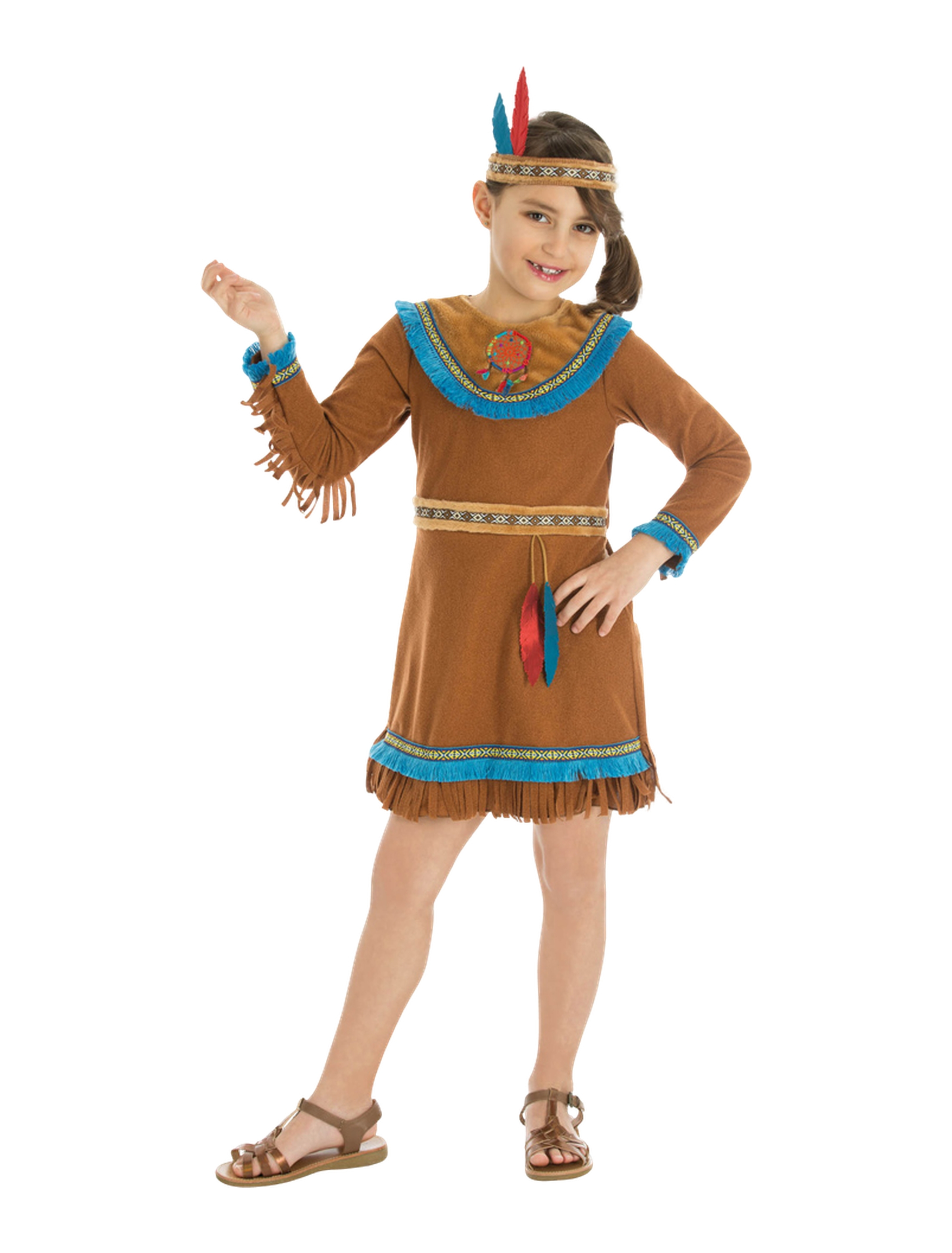 Kleid Indianerin 2-tlg. Kinder braun 116