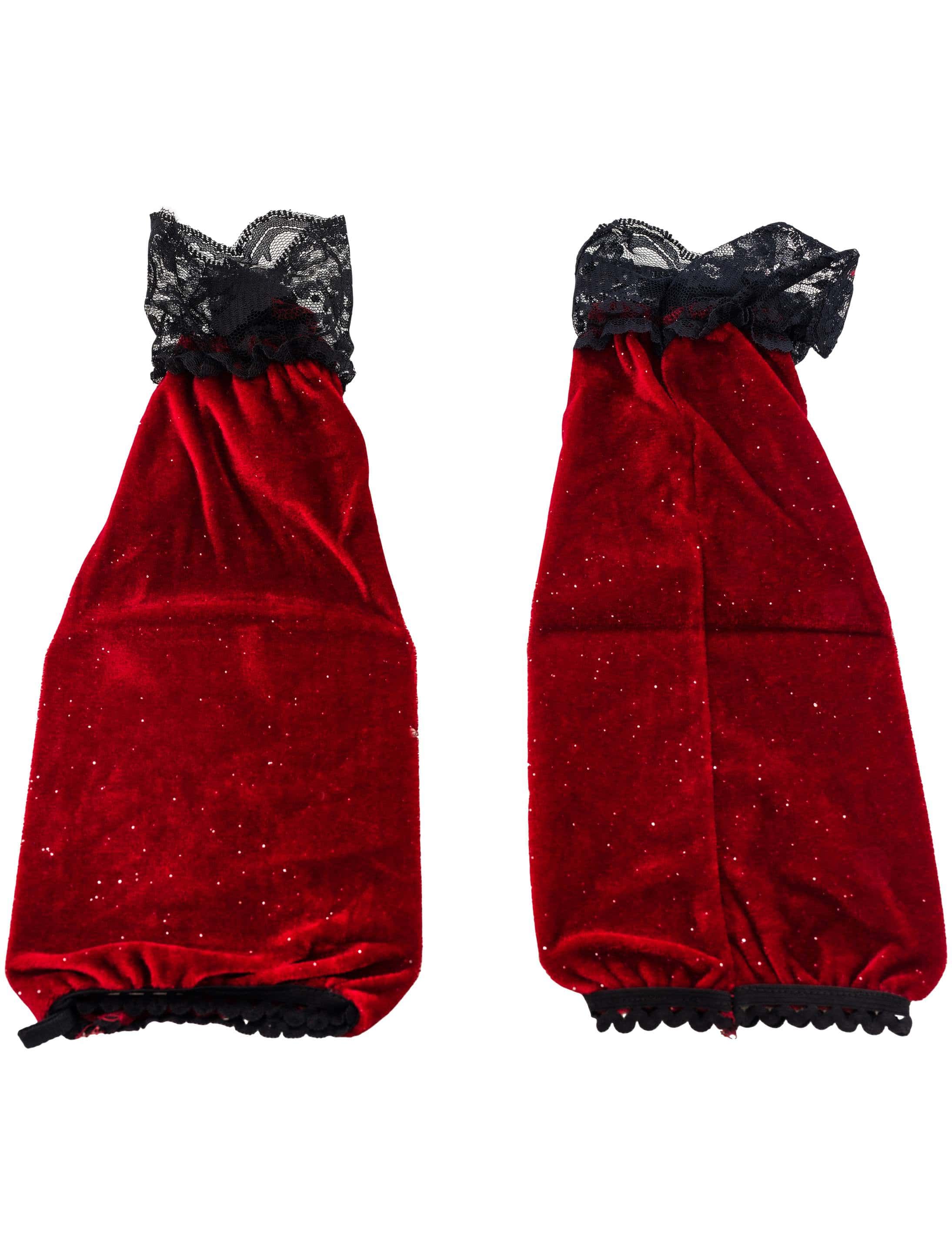 Stulpen mit Spitze bordeaux Glitzer Stulpen mit Spitze bordeaux Glitzer