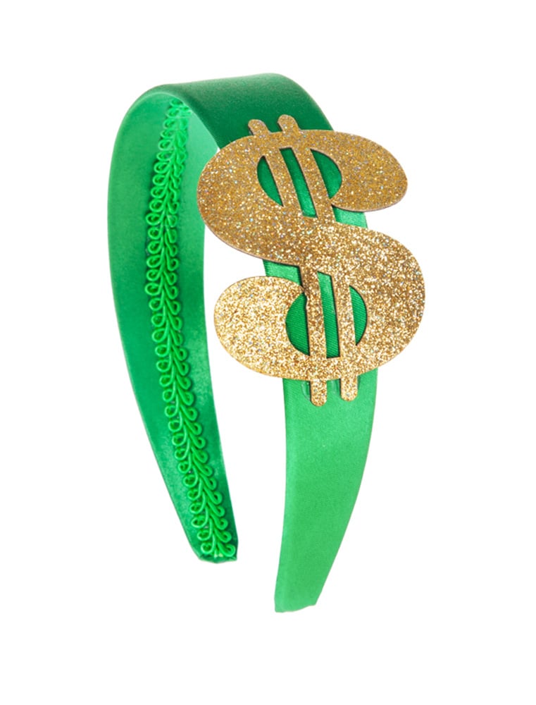 Haarreif grün mit Dollarzeichen grün