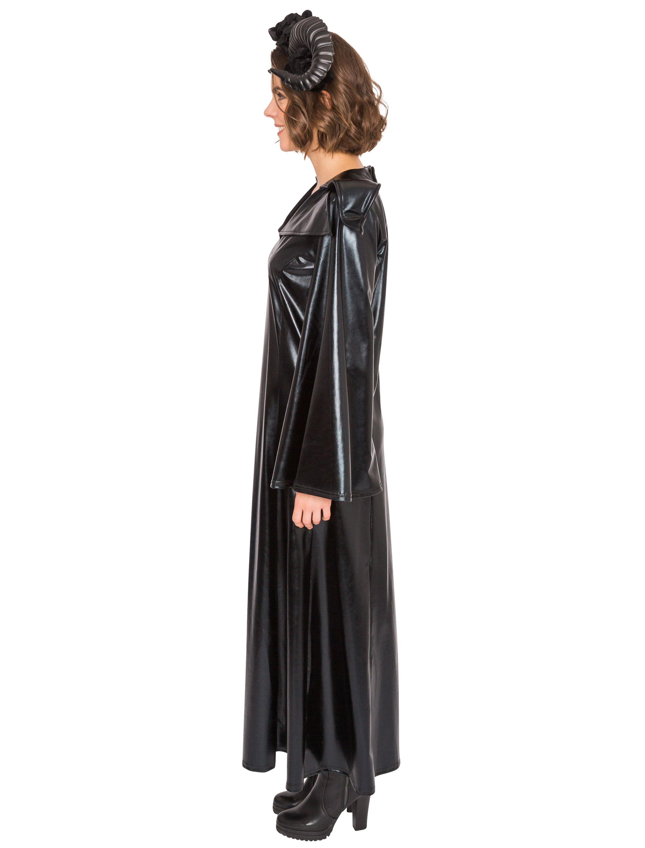 Kleid mit Doppelkragen lang Damen schwarz L/XL