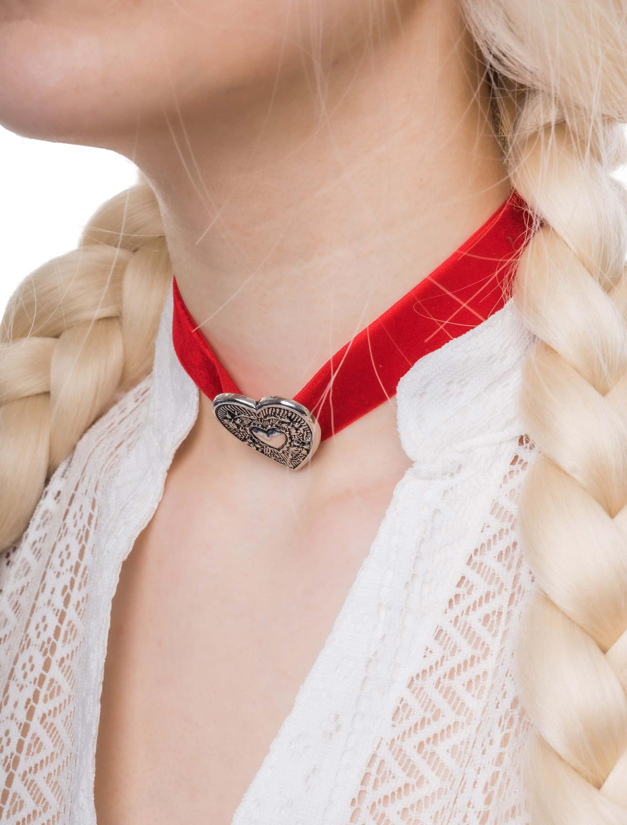 Halskette Choker mit Herz  Damen rot