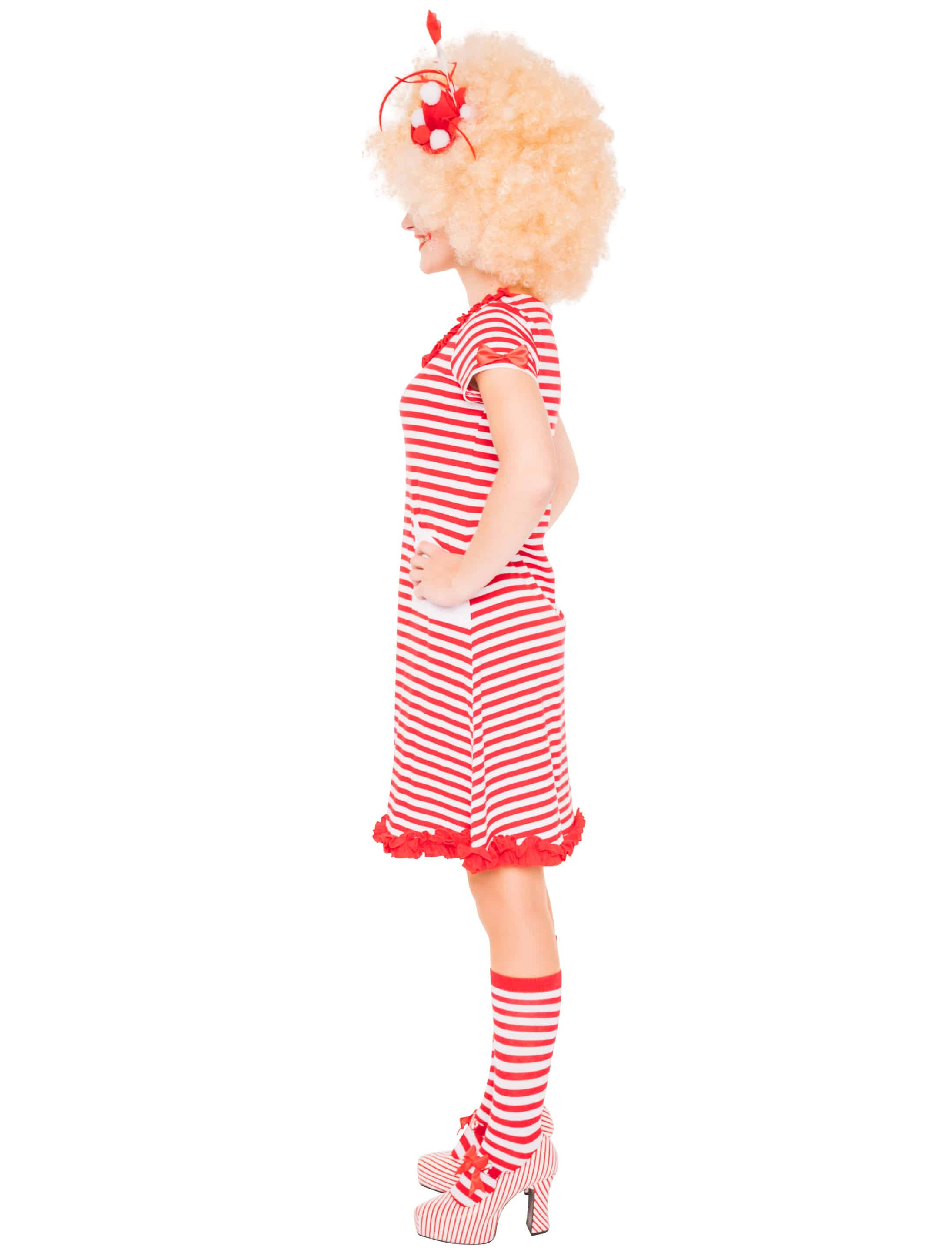 Kleid gestreift mit Herz auf Tasche Damen rot/weiß L/XL