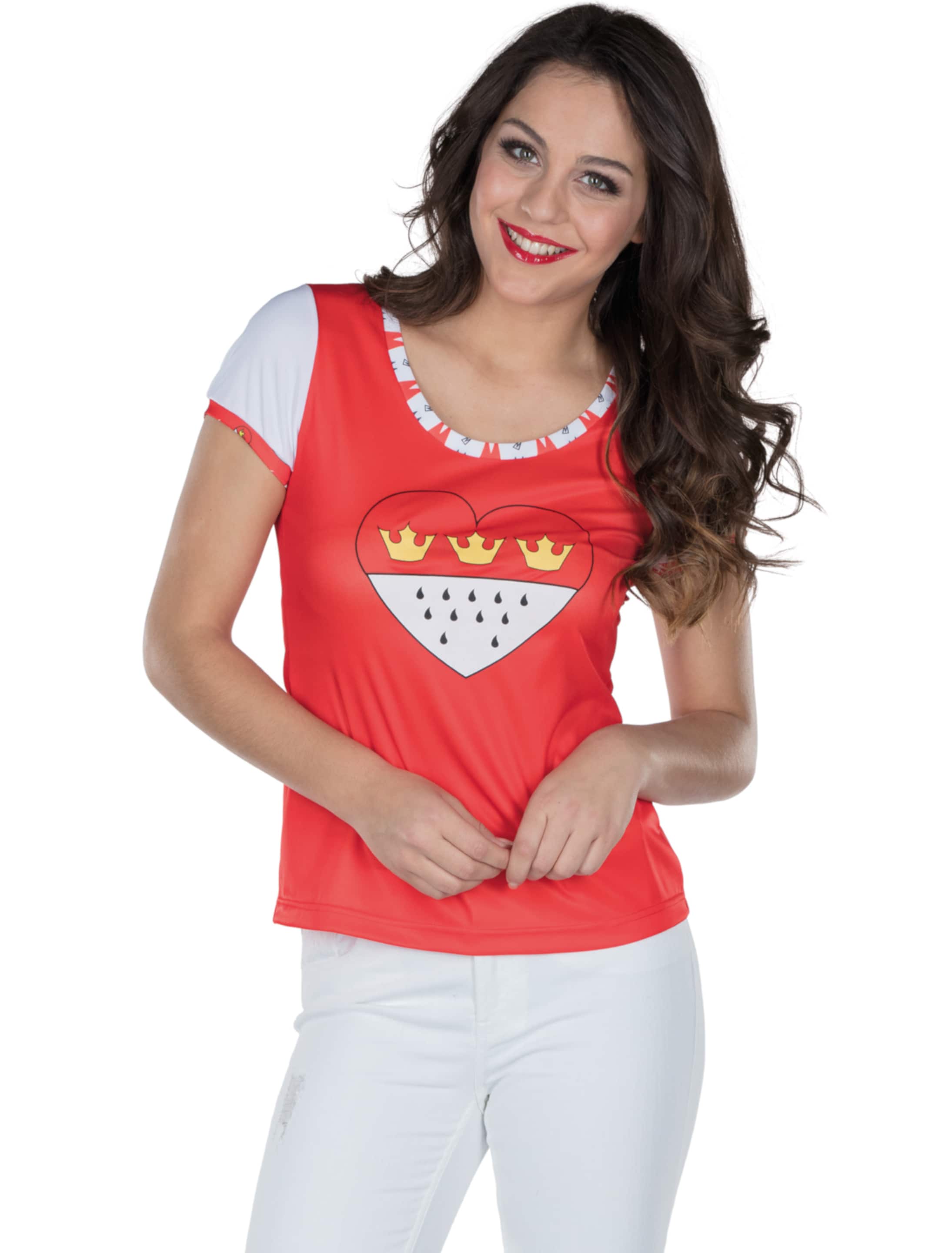 T-Shirt Herz Wappen Damen rot/weiß 38