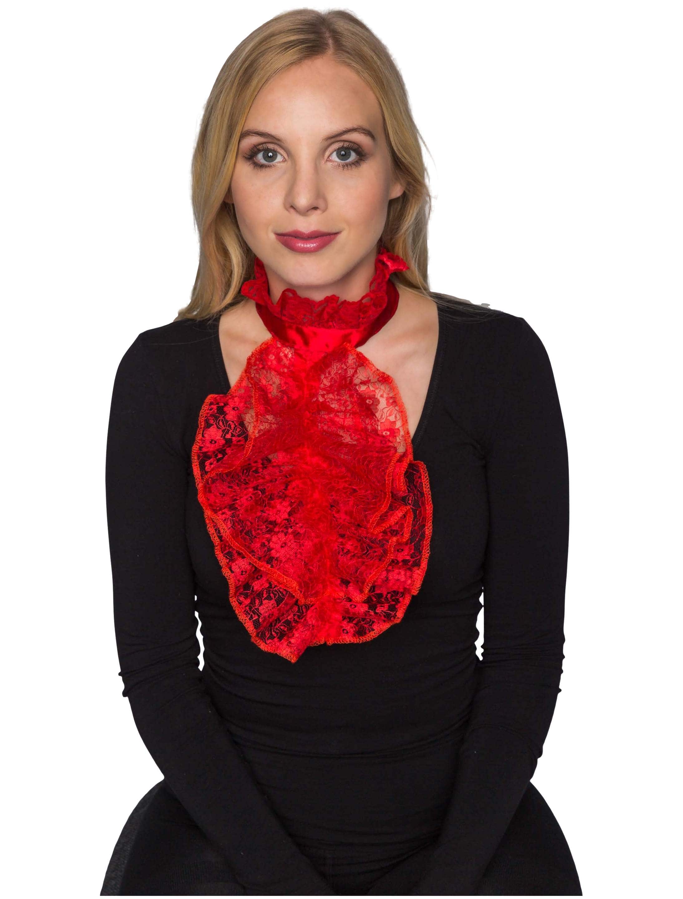 Jabot mit Spitze Herren rot one size