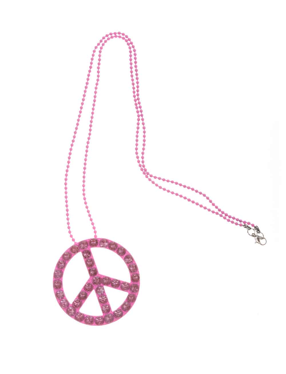Halskette Peace mit Strass pink