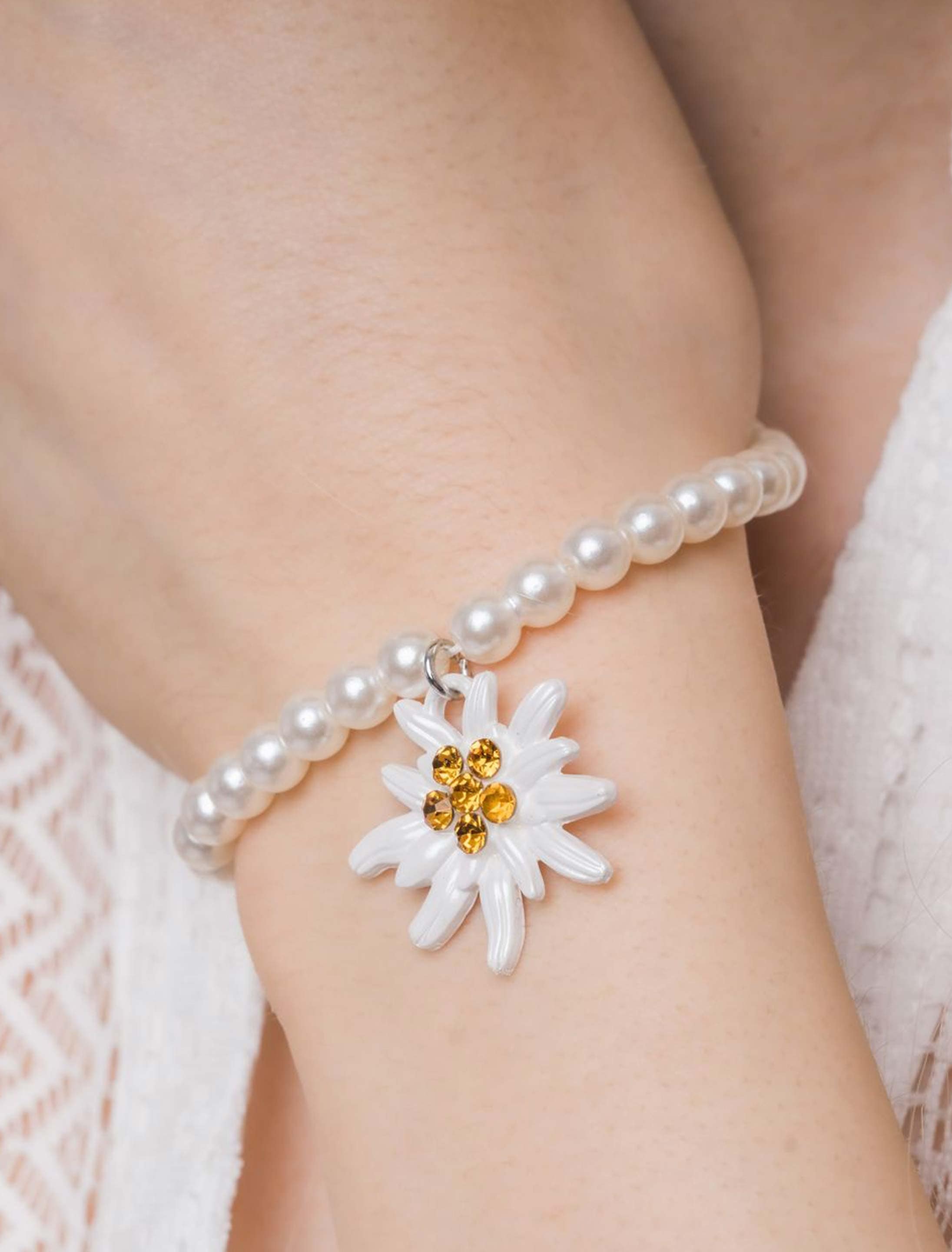 Armband und Ohrringe Edelweiß Damen weiß